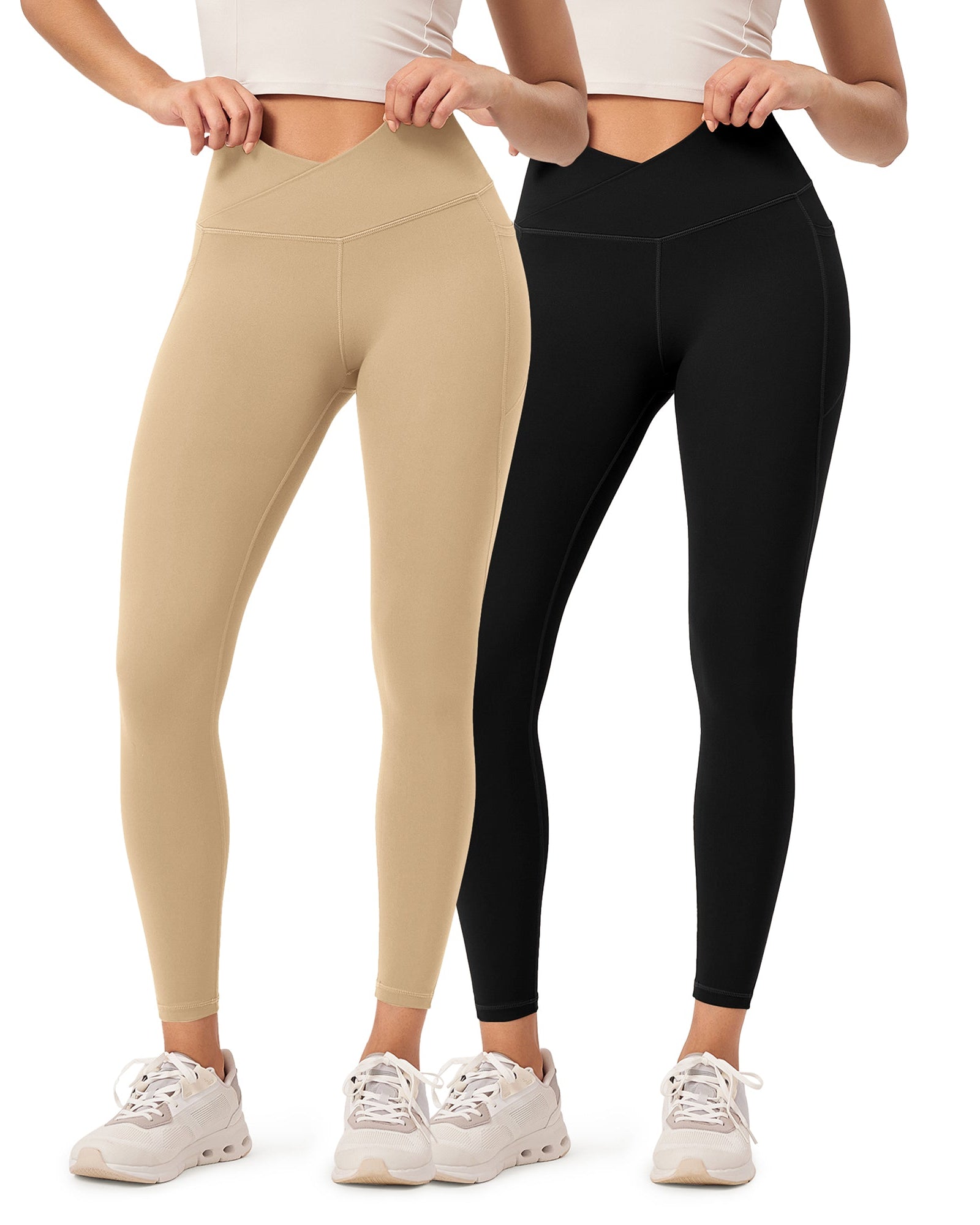 2-Pack 25 ODCLOUD Crossover Lounge Yoga Waist Leggings with Pockets - ododos