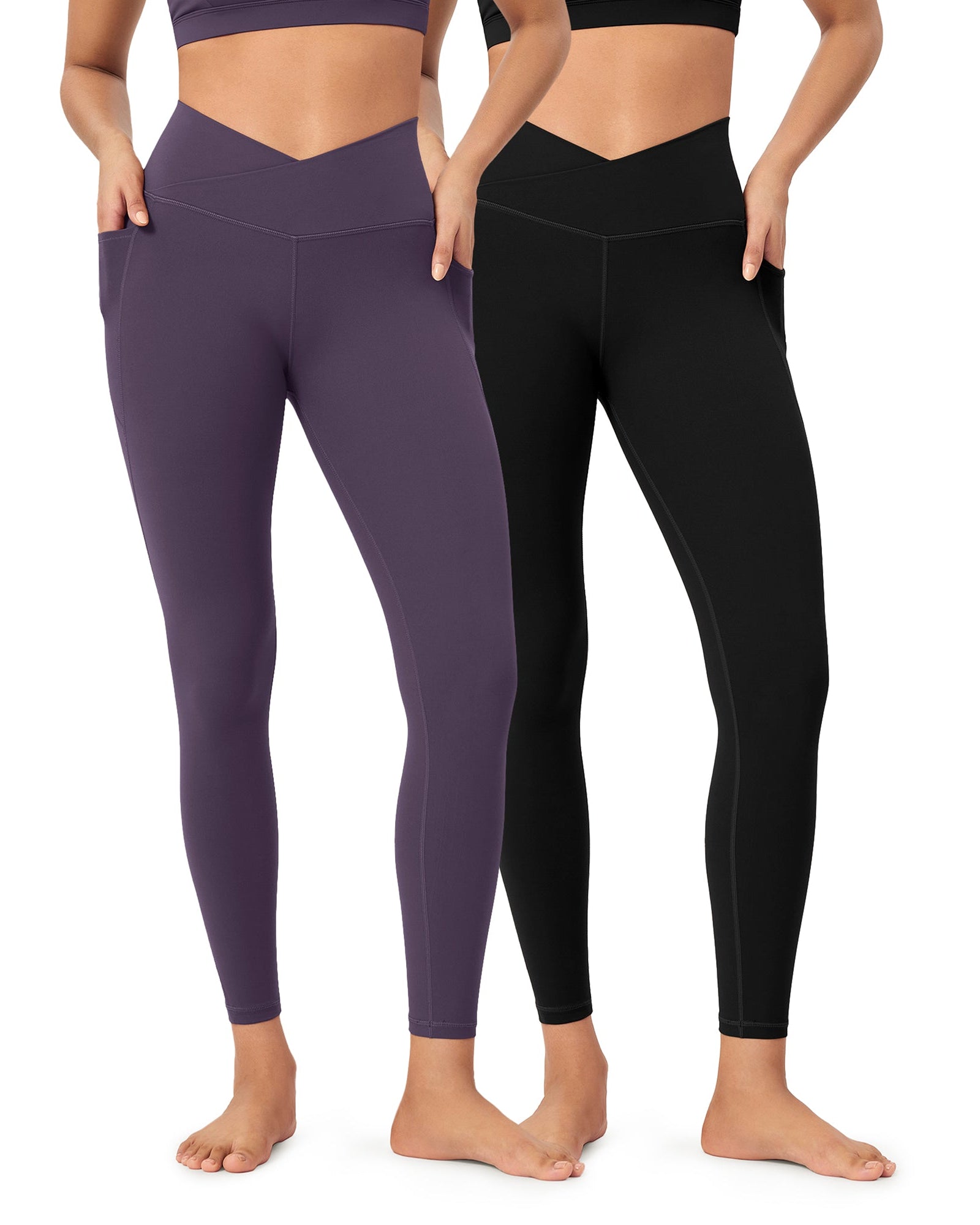 2-Pack 25 ODCLOUD Crossover Lounge Yoga Waist Leggings with Pockets - ododos