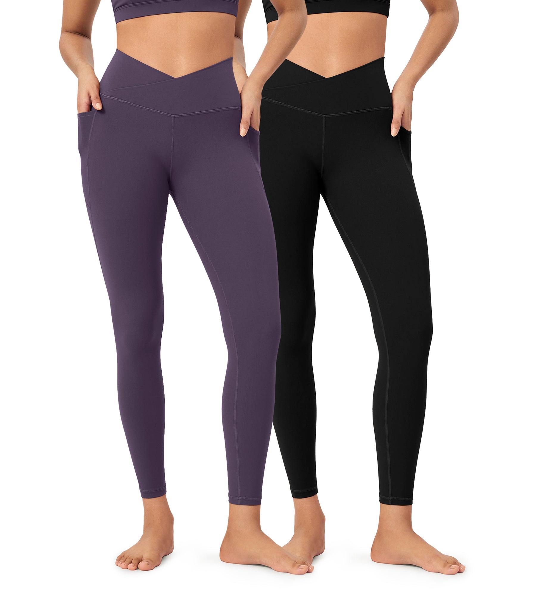2-Pack 25 ODCLOUD Crossover Lounge Yoga Waist Leggings with Pockets - ododos