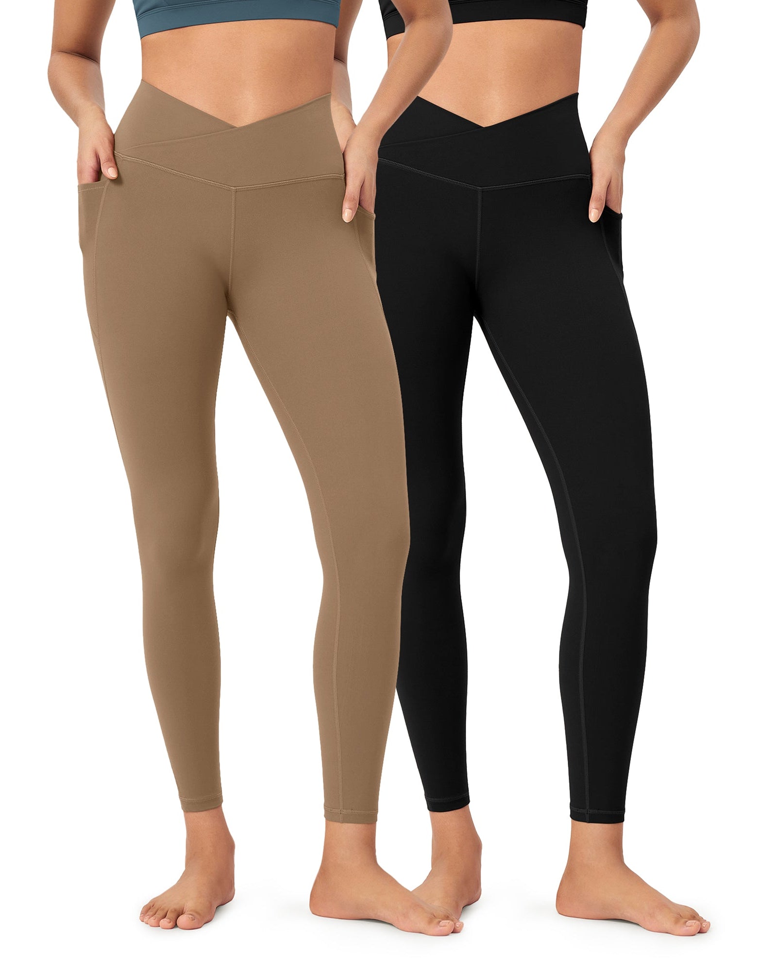 2-Pack 25 ODCLOUD Crossover Lounge Yoga Waist Leggings with Pockets - ododos