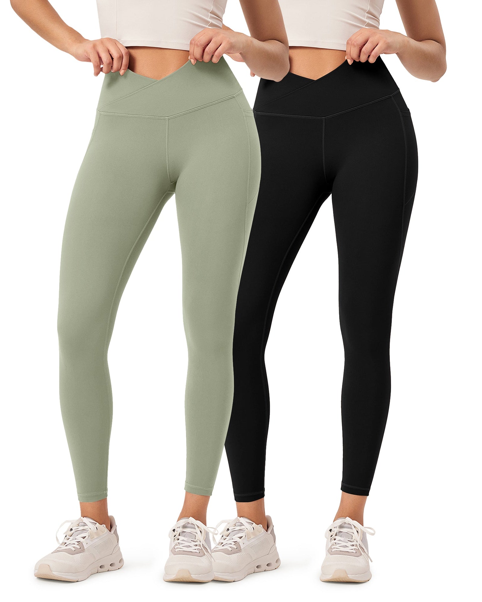 2-Pack 25 ODCLOUD Crossover Lounge Yoga Waist Leggings with Pockets - ododos