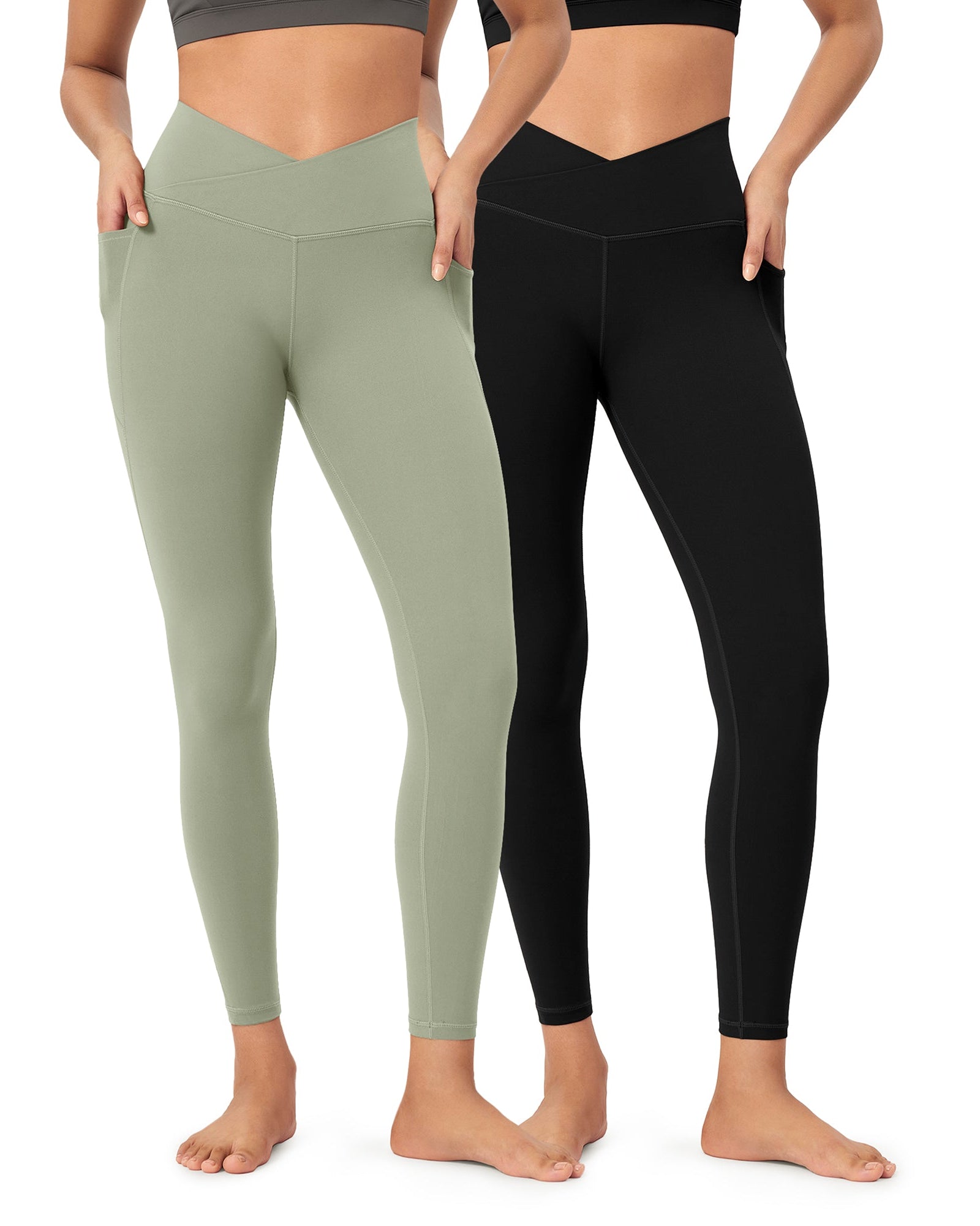 2-Pack 25 ODCLOUD Crossover Lounge Yoga Waist Leggings with Pockets - ododos