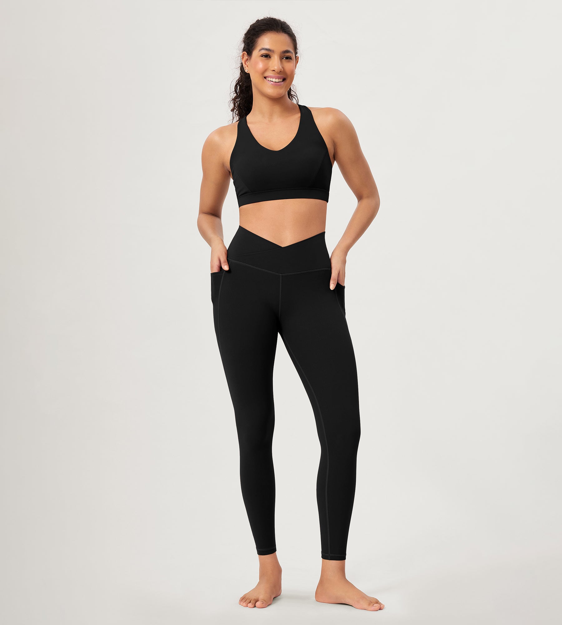 25 ODCLOUD Crossover Lounge Yoga Waist Leggings with Pockets - ododos