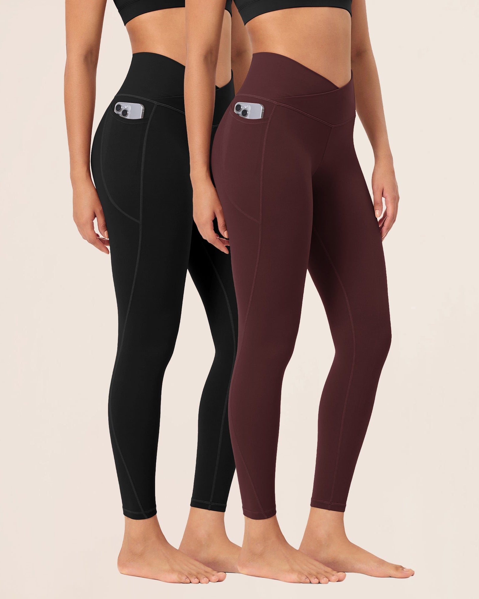2-Pack 25 ODCLOUD Crossover Lounge Yoga Waist Leggings with Pockets - ododos