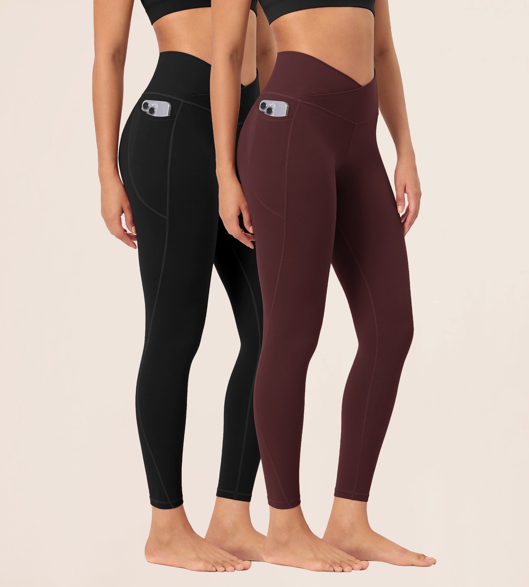 2-Pack 25 ODCLOUD Crossover Lounge Yoga Waist Leggings with Pockets - ododos