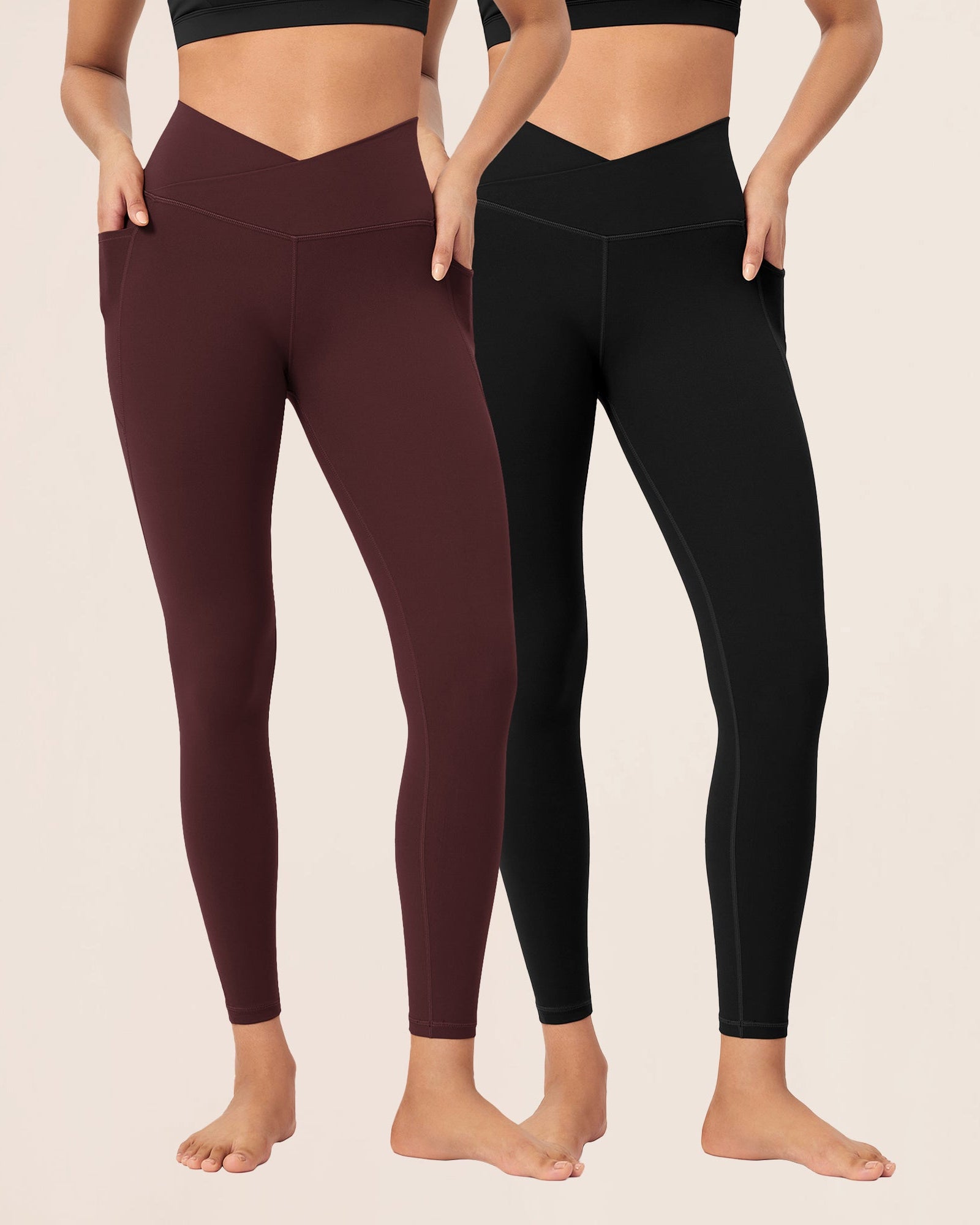 2-Pack 25 ODCLOUD Crossover Lounge Yoga Waist Leggings with Pockets - ododos