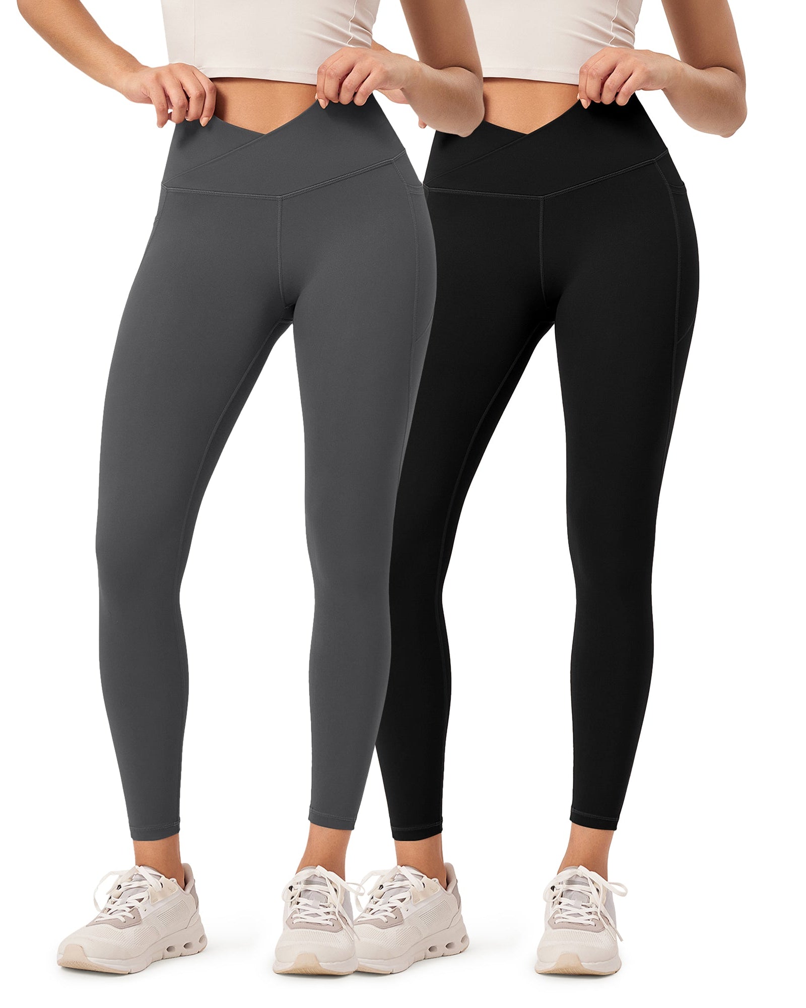 2-Pack 25 ODCLOUD Crossover Lounge Yoga Waist Leggings with Pockets - ododos