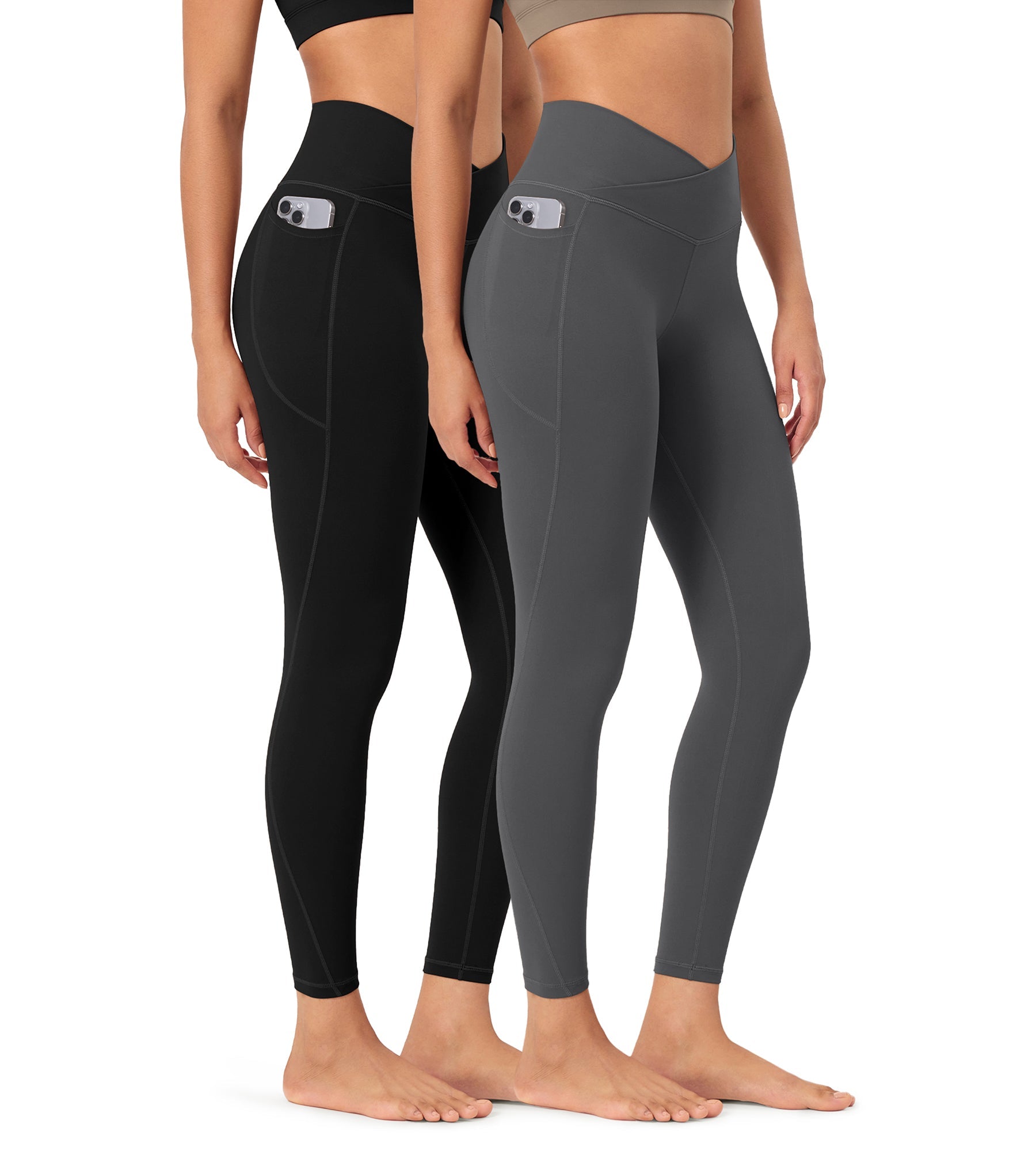 2-Pack 25 ODCLOUD Crossover Lounge Yoga Waist Leggings with Pockets - ododos