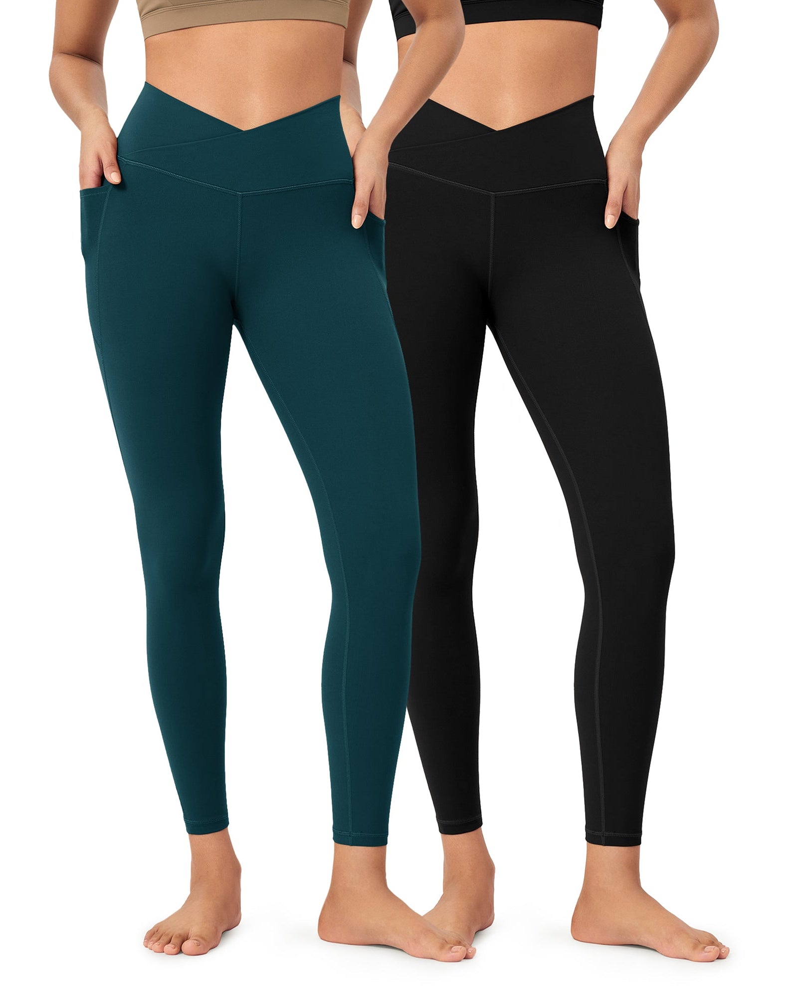 2-Pack 25 ODCLOUD Crossover Lounge Yoga Waist Leggings with Pockets - ododos