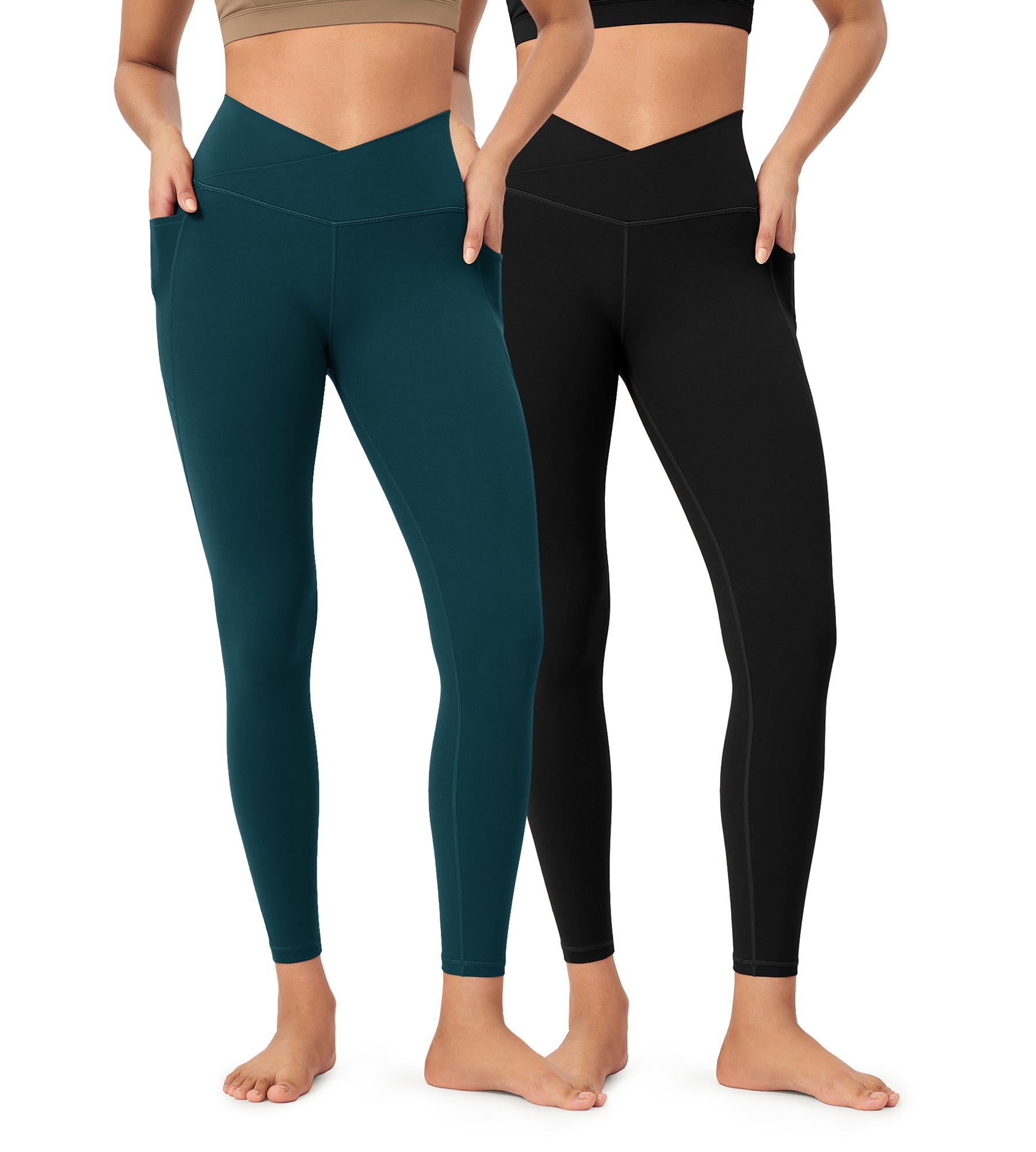 2-Pack 25 ODCLOUD Crossover Lounge Yoga Waist Leggings with Pockets - ododos