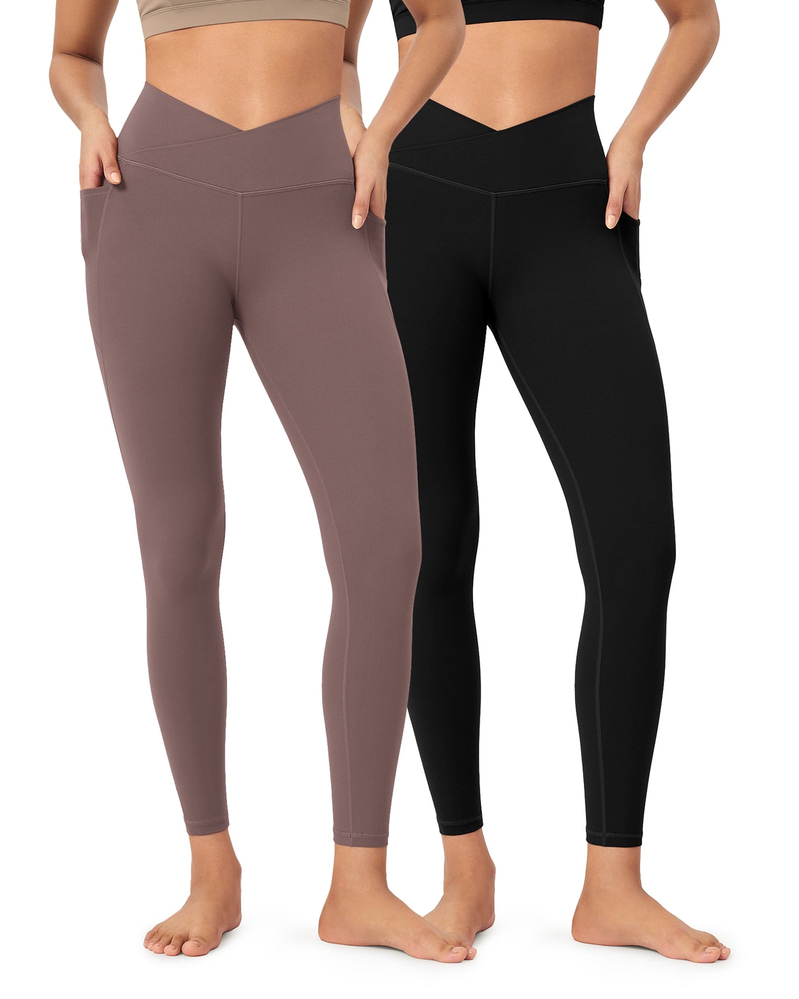 2-Pack 25 ODCLOUD Crossover Lounge Yoga Waist Leggings with Pockets - ododos