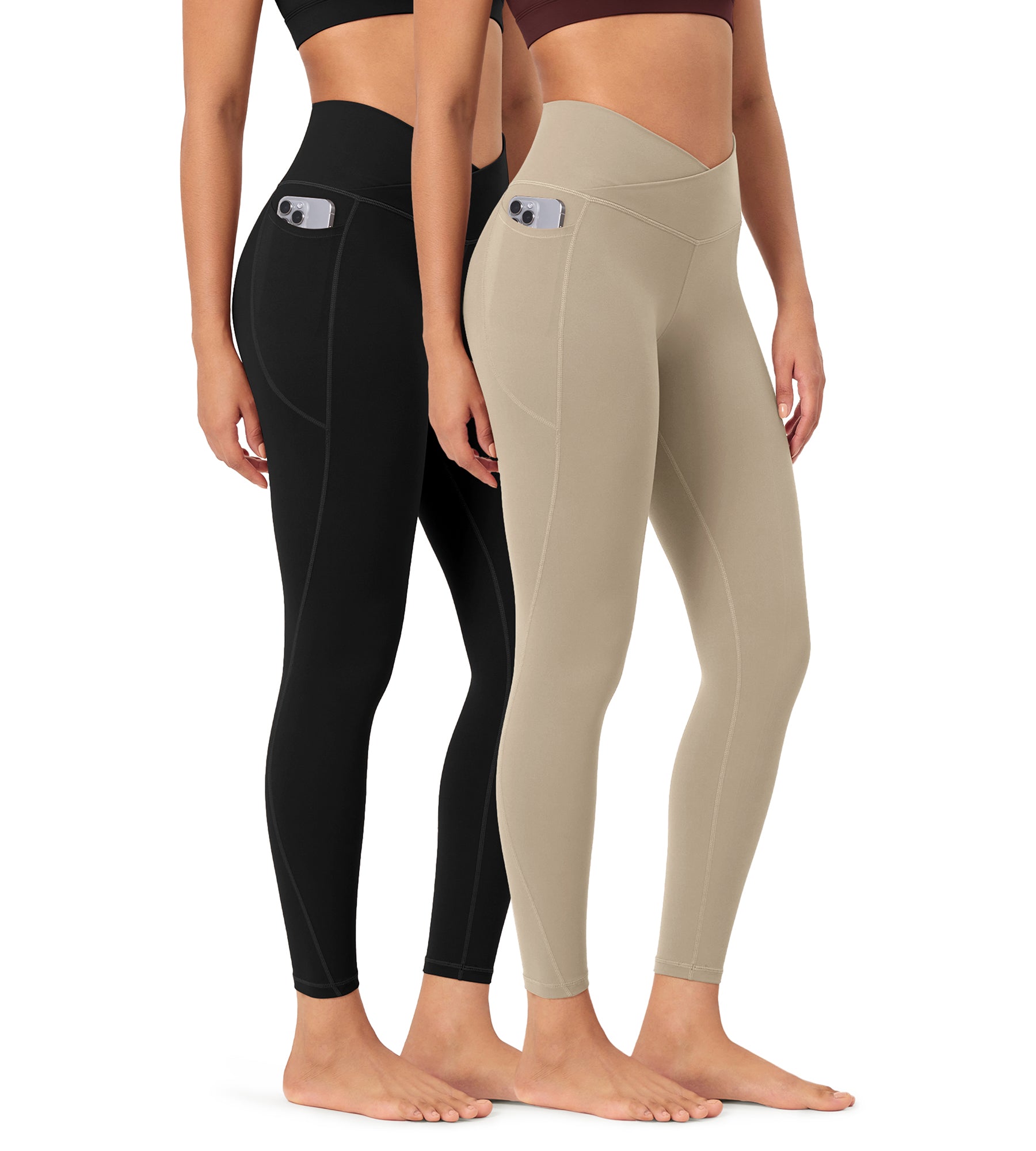 2-Pack 25 ODCLOUD Crossover Lounge Yoga Waist Leggings with Pockets - ododos