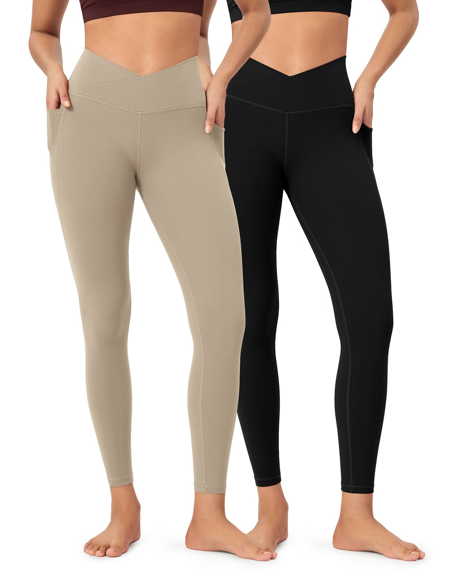 2-Pack 25 ODCLOUD Crossover Lounge Yoga Waist Leggings with Pockets - ododos