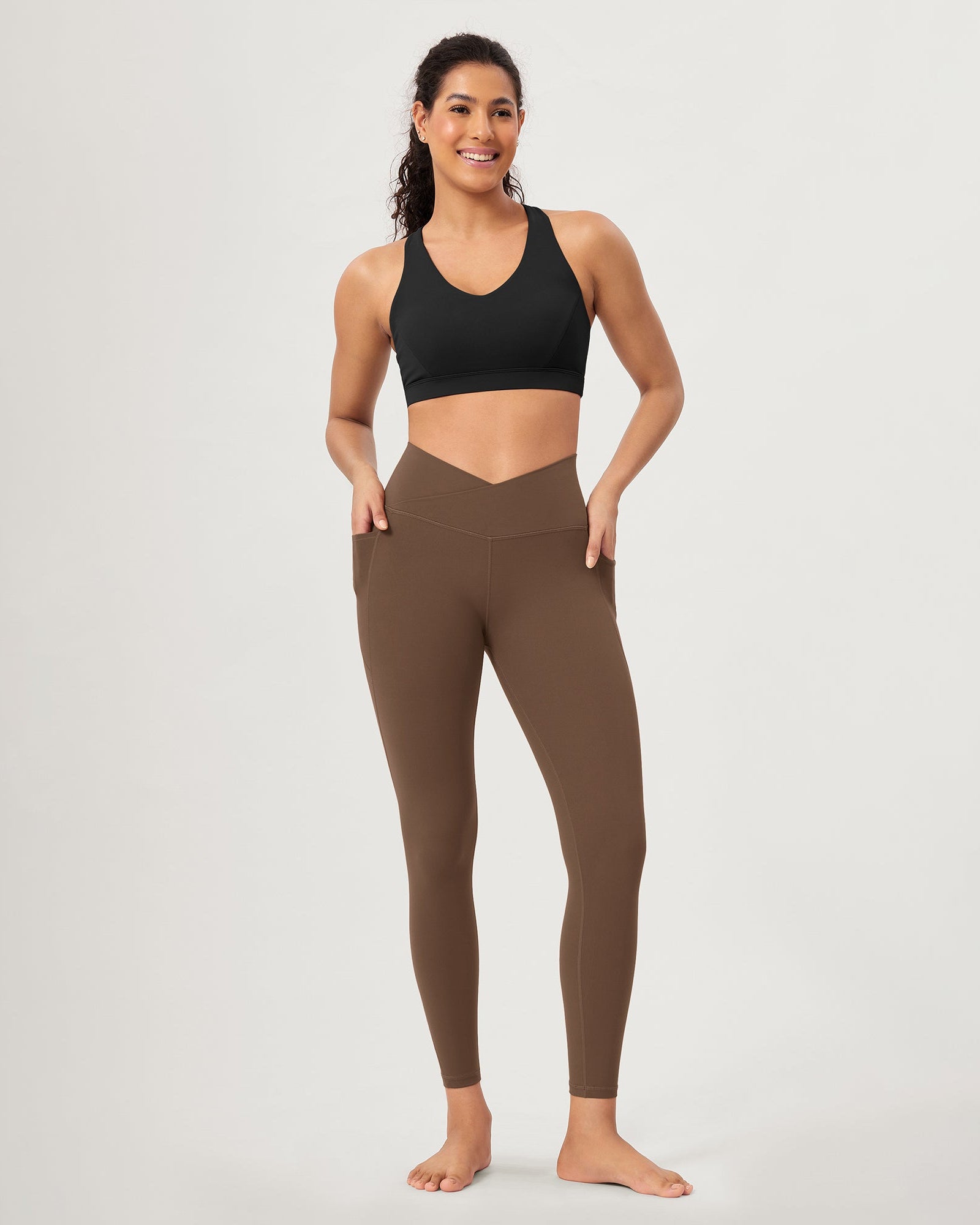 25 ODCLOUD Crossover Lounge Yoga Waist Leggings with Pockets - ododos