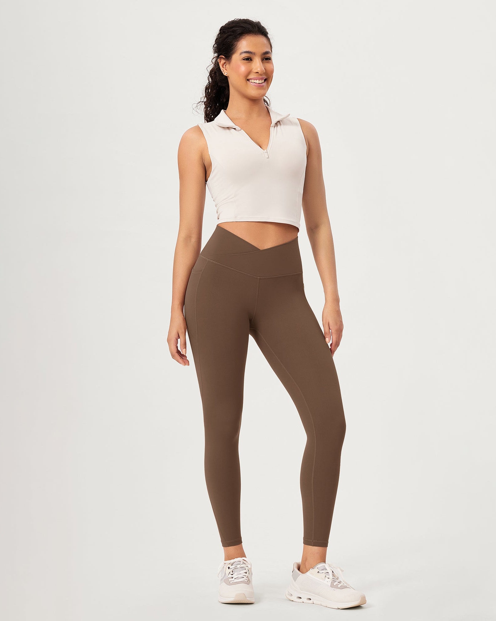 25 ODCLOUD Crossover Lounge Yoga Waist Leggings with Pockets - ododos
