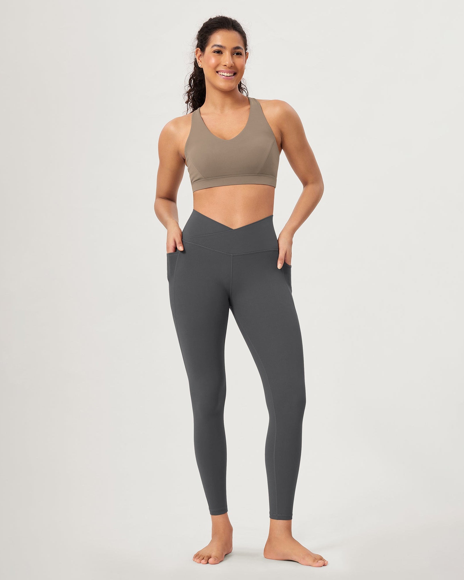 25 ODCLOUD Crossover Lounge Yoga Waist Leggings with Pockets - ododos