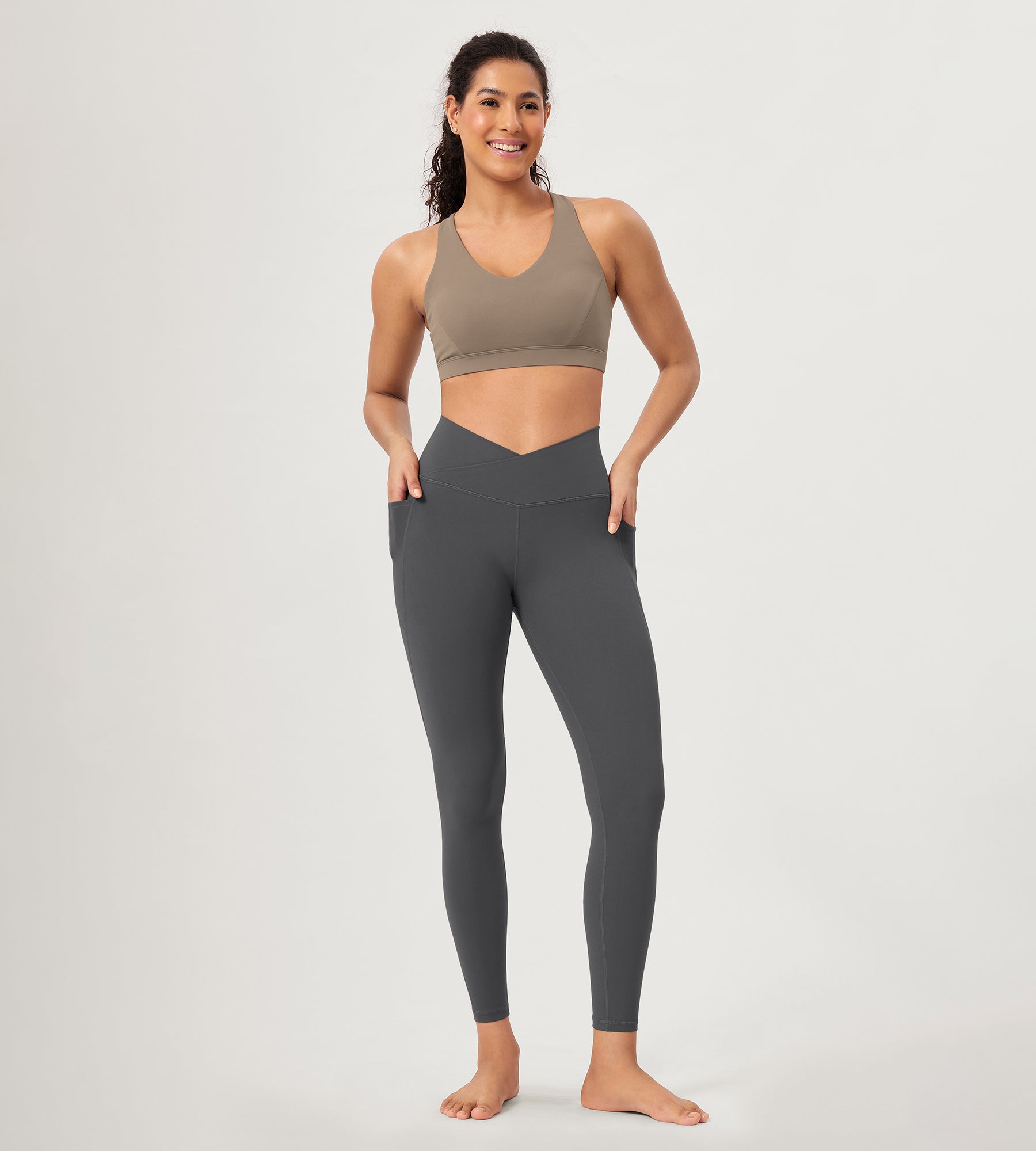 25 ODCLOUD Crossover Lounge Yoga Waist Leggings with Pockets - ododos