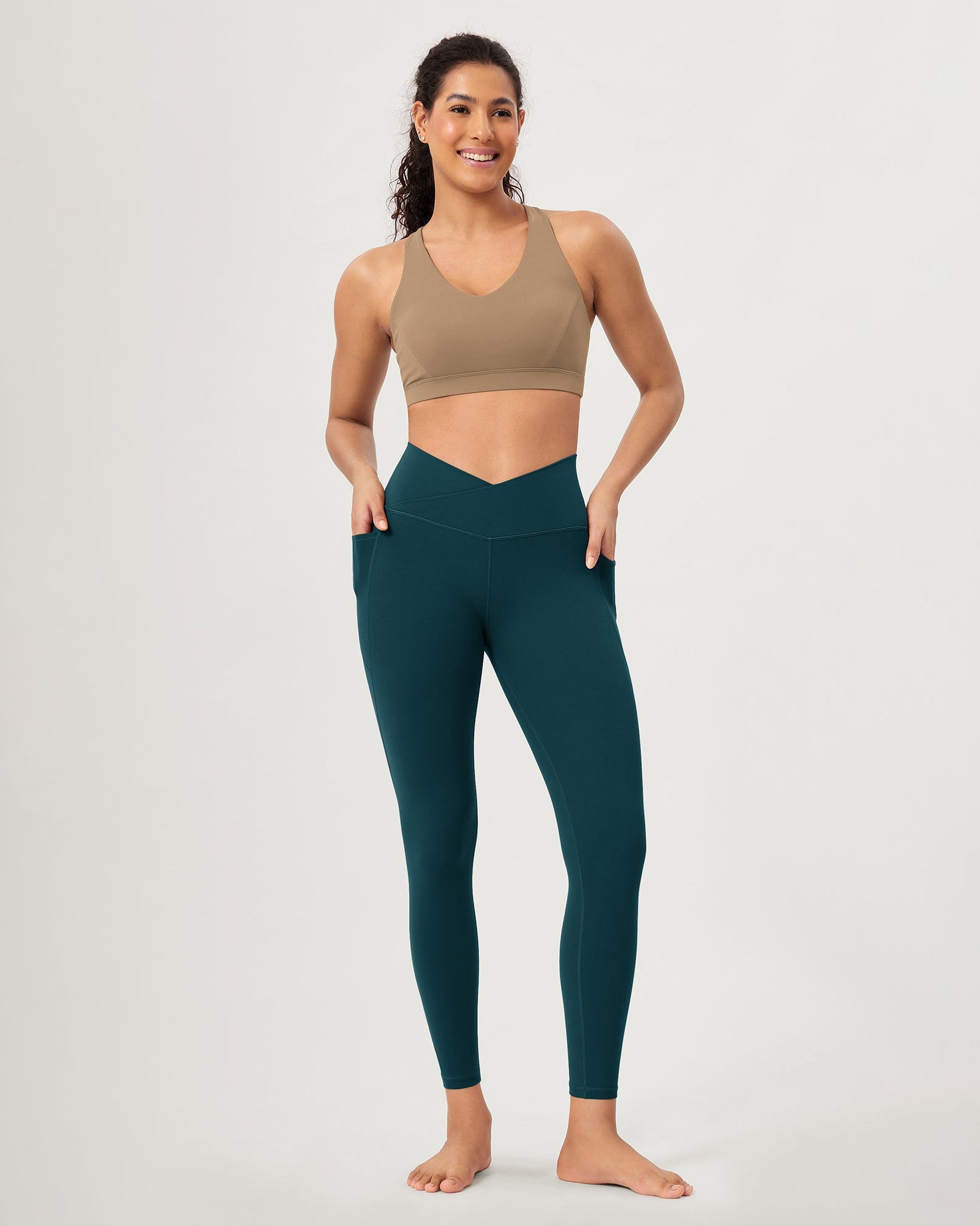 25 ODCLOUD Crossover Lounge Yoga Waist Leggings with Pockets - ododos