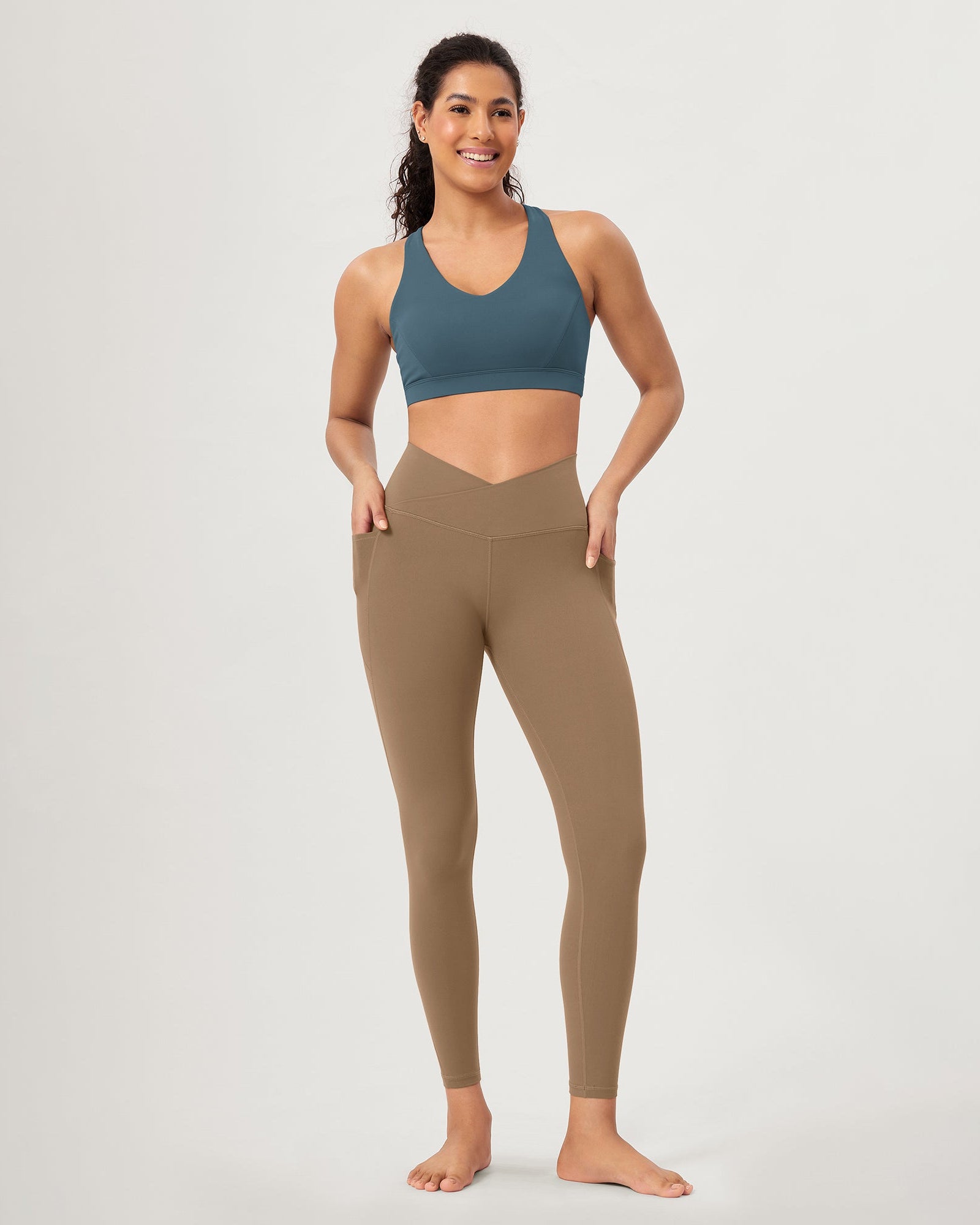 25 ODCLOUD Crossover Lounge Yoga Waist Leggings with Pockets - ododos