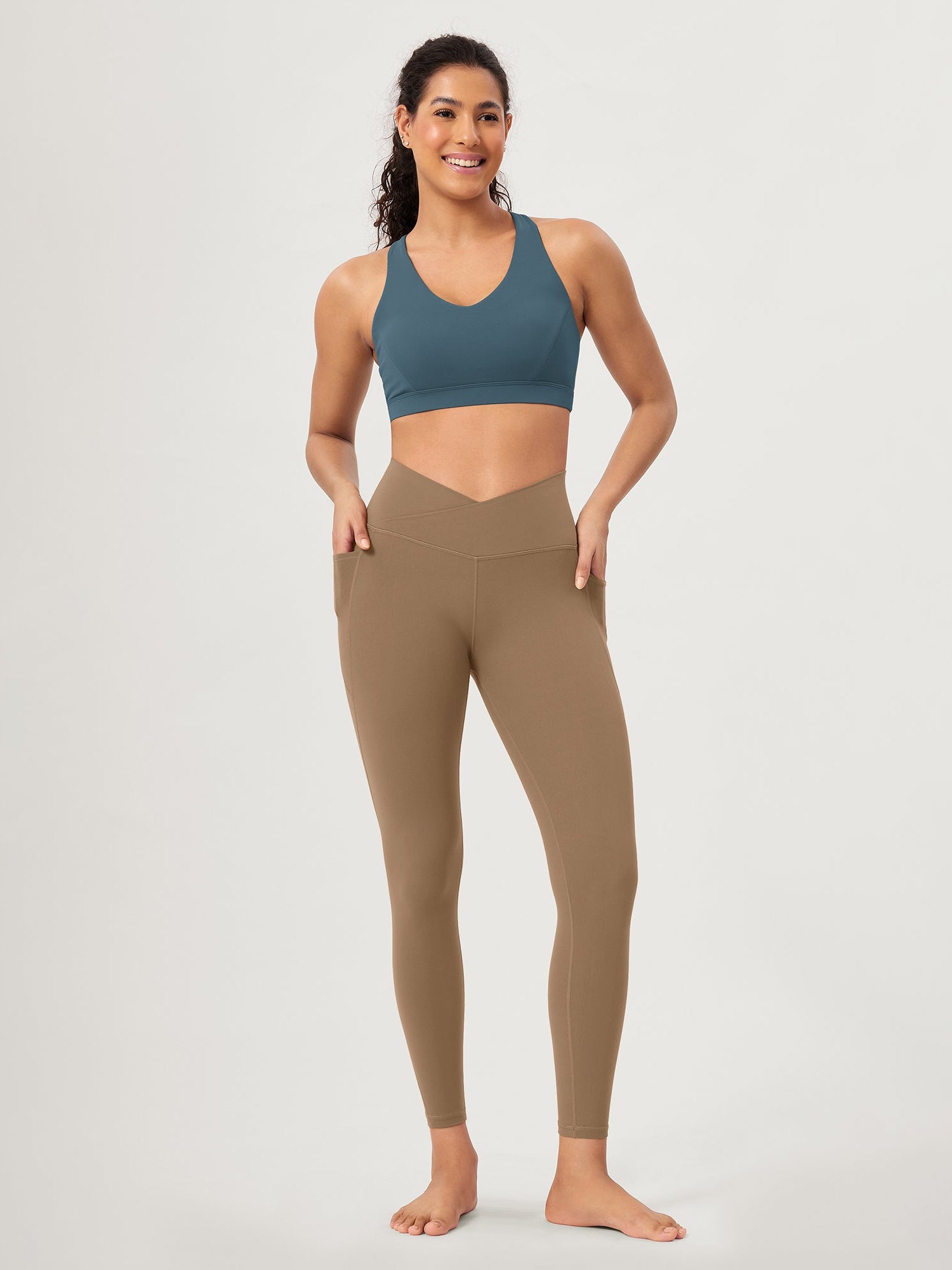 25 ODCLOUD Crossover Lounge Yoga Waist Leggings with Pockets - ododos