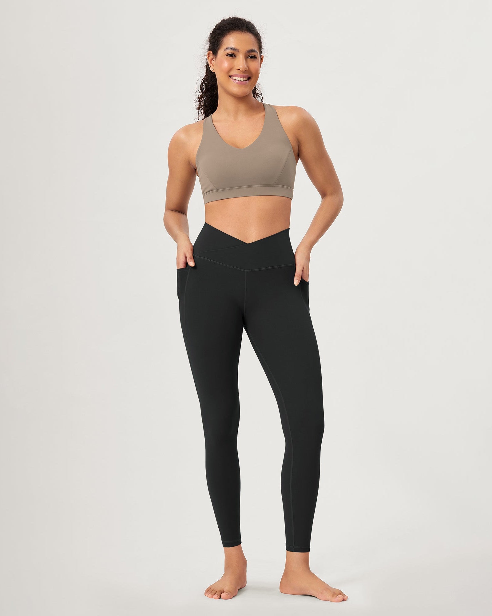 25 ODCLOUD Crossover Lounge Yoga Waist Leggings with Pockets - ododos
