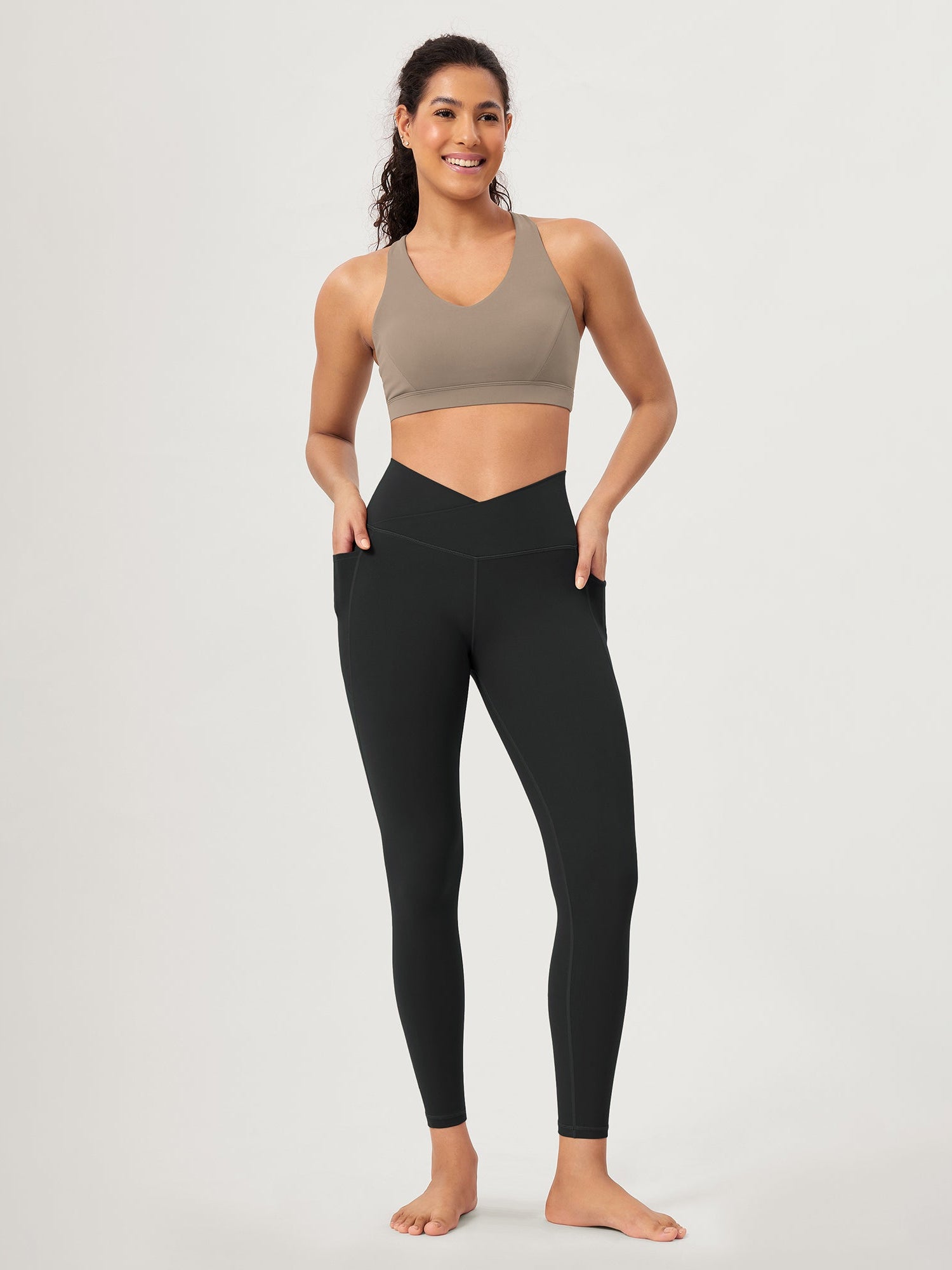 25 ODCLOUD Crossover Lounge Yoga Waist Leggings with Pockets - ododos