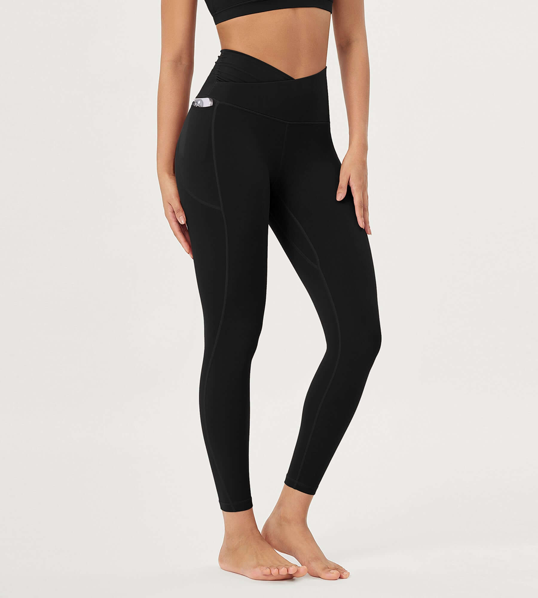 25 / 28 Gathered Crossover Lounge Yoga Leggings with Pockets - ododos