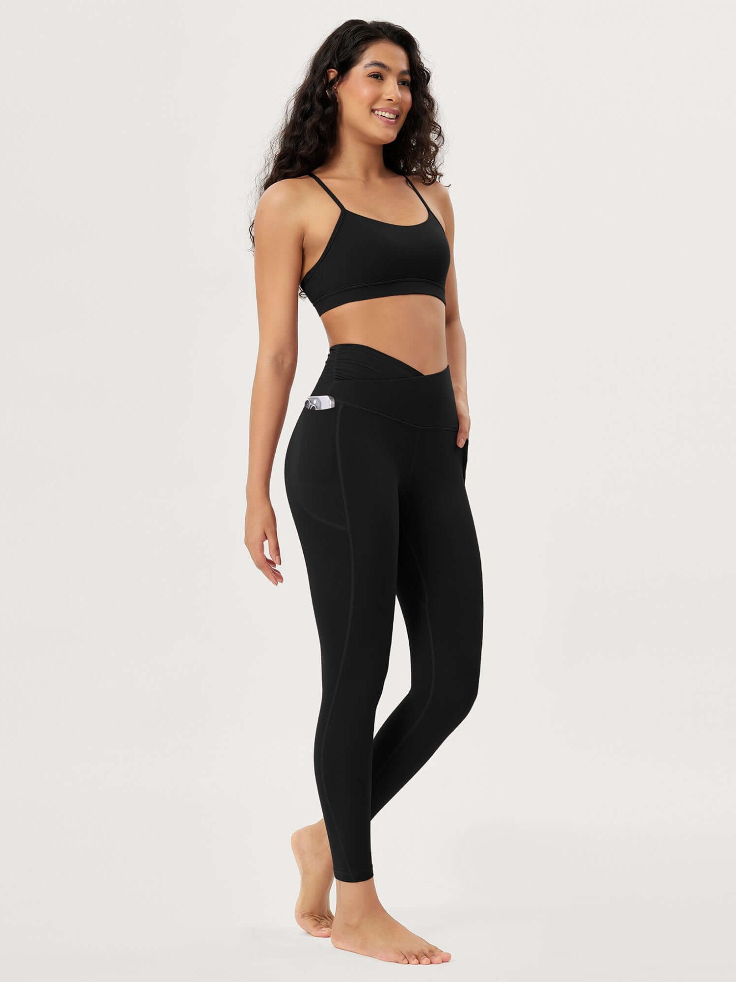 25 / 28 Gathered Crossover Lounge Yoga Leggings with Pockets - ododos