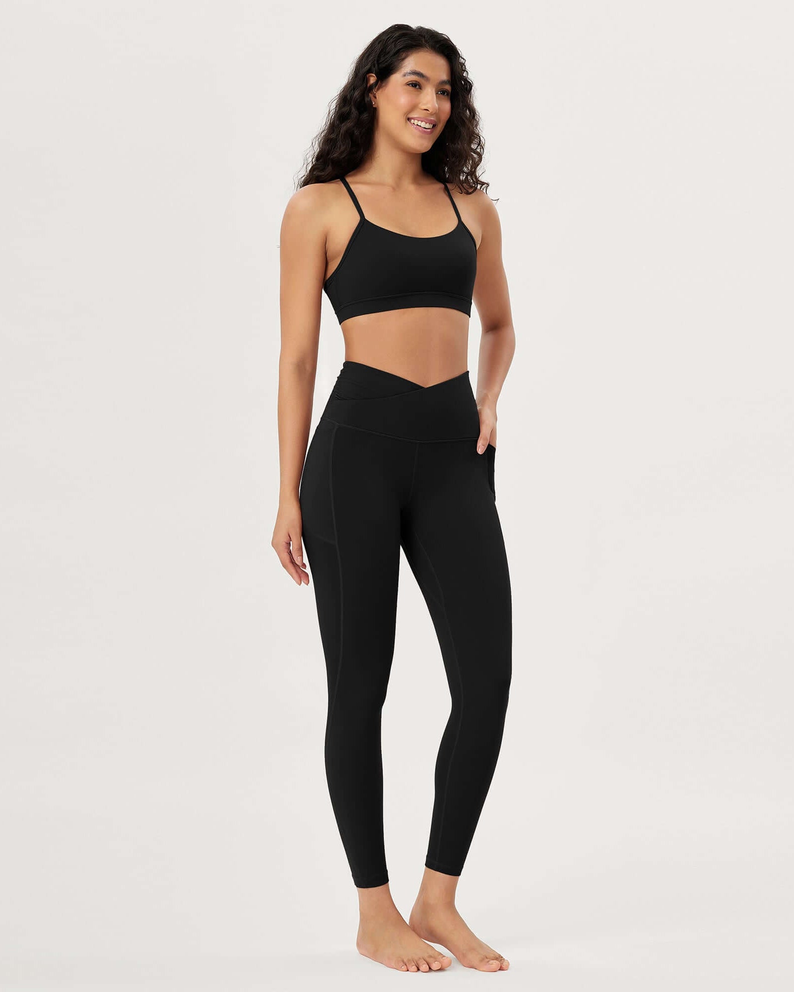 25 / 28 Gathered Crossover Lounge Yoga Leggings with Pockets - ododos