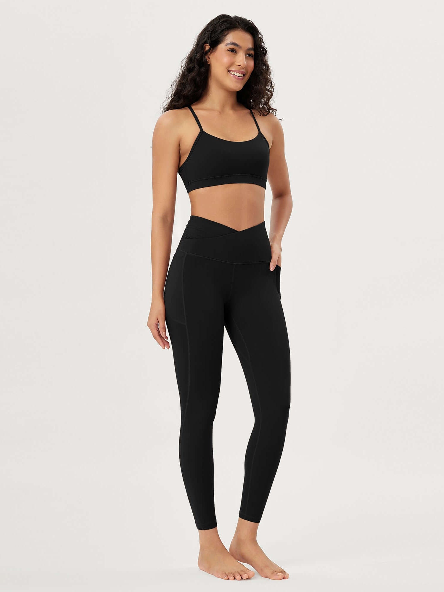 25 / 28 Gathered Crossover Lounge Yoga Leggings with Pockets - ododos