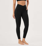 25 / 28 Gathered Crossover Lounge Yoga Leggings with Pockets - ododos