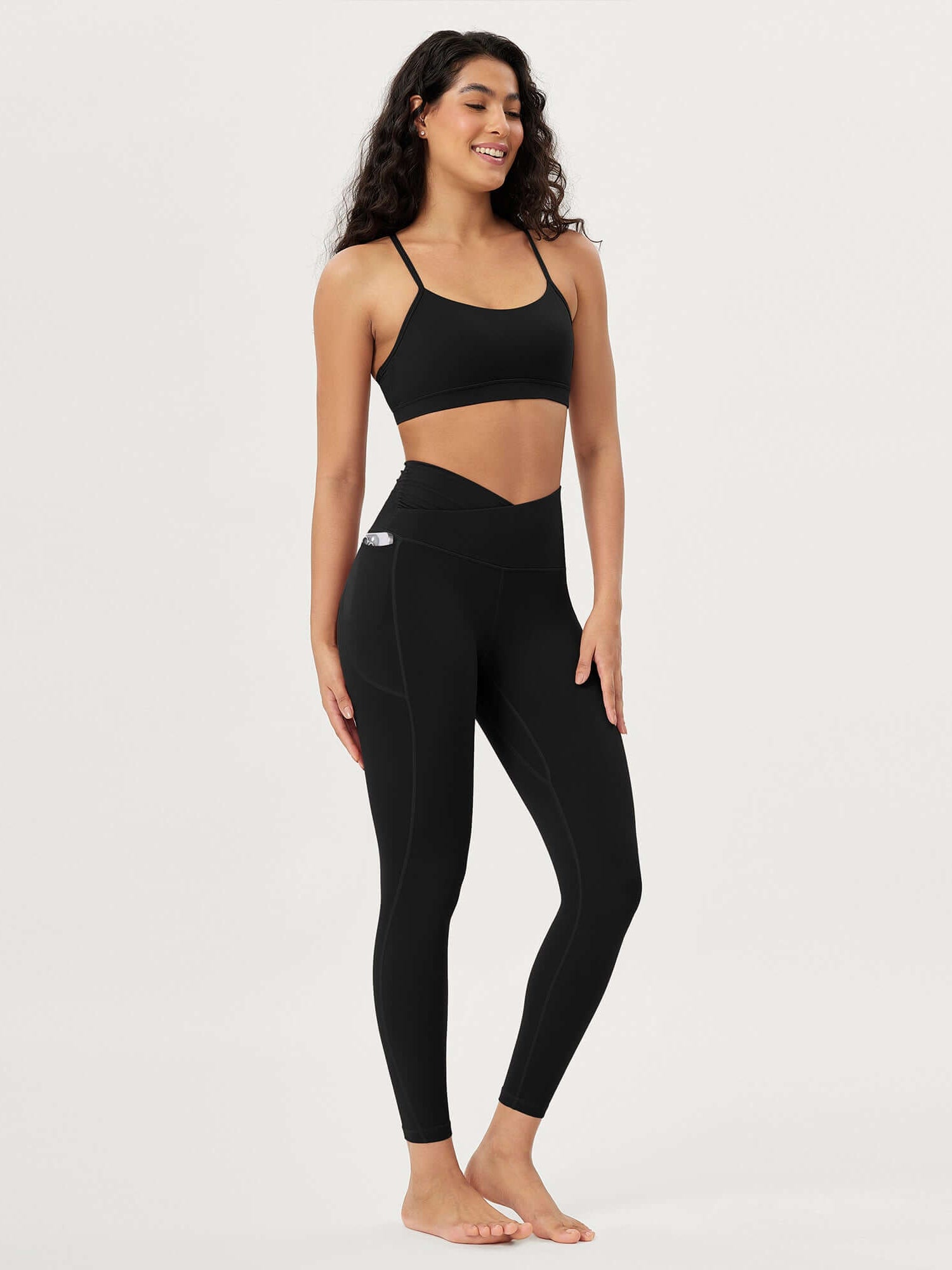 25 / 28 Gathered Crossover Lounge Yoga Leggings with Pockets - ododos