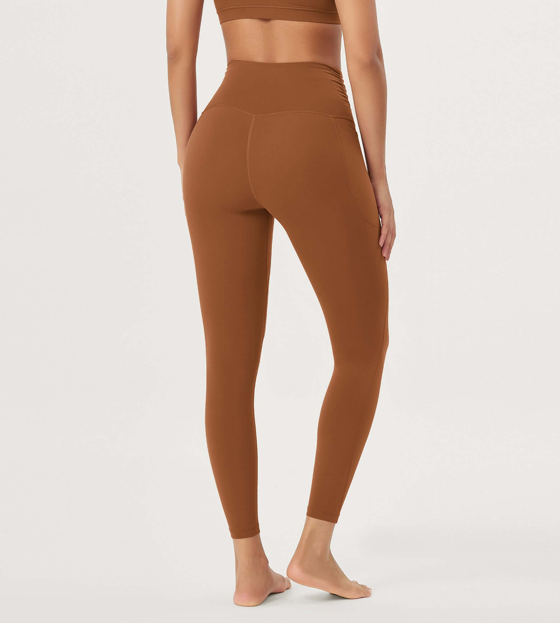 25 / 28 Gathered Crossover Lounge Yoga Leggings with Pockets - ododos