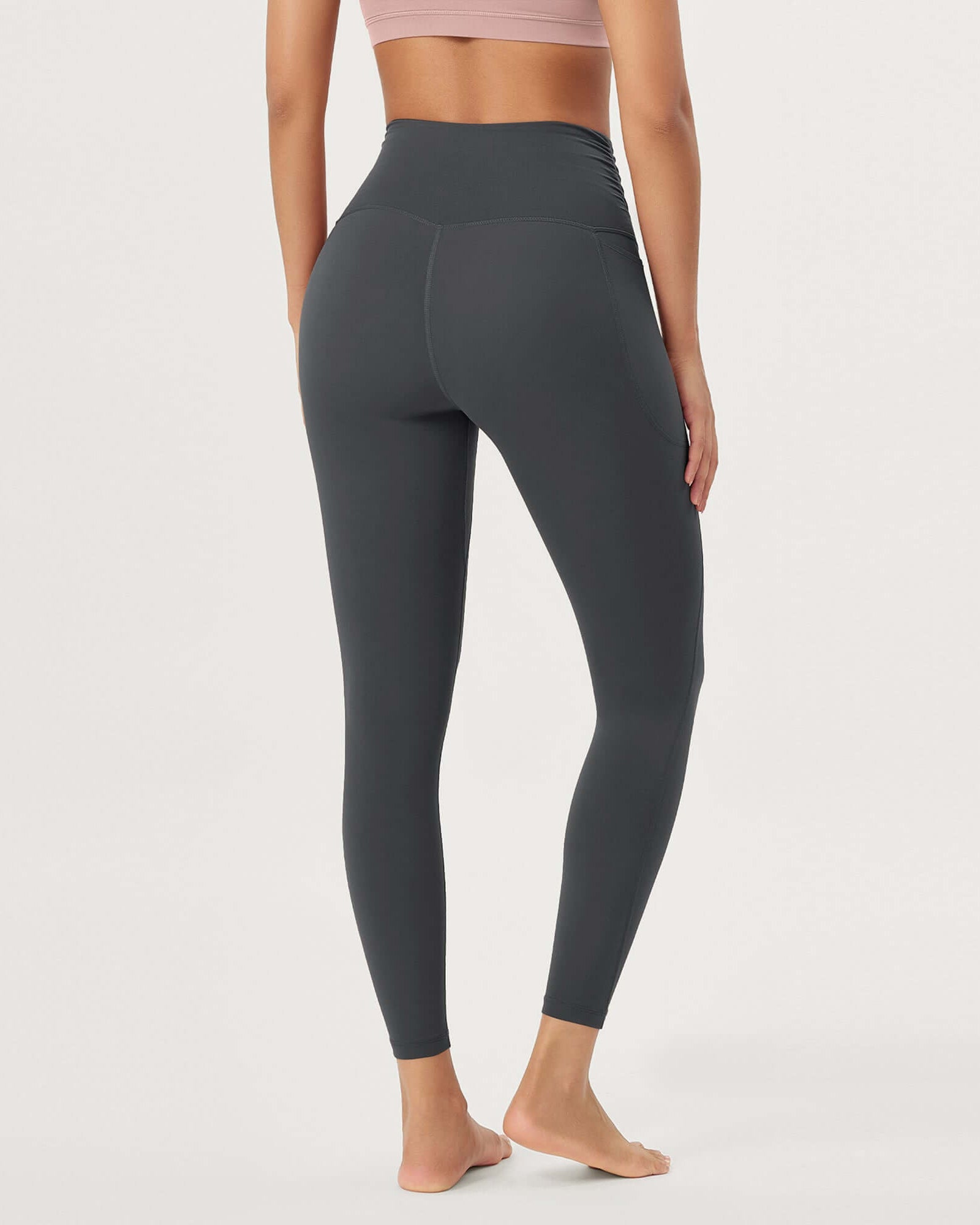 25 / 28 Gathered Crossover Lounge Yoga Leggings with Pockets - ododos