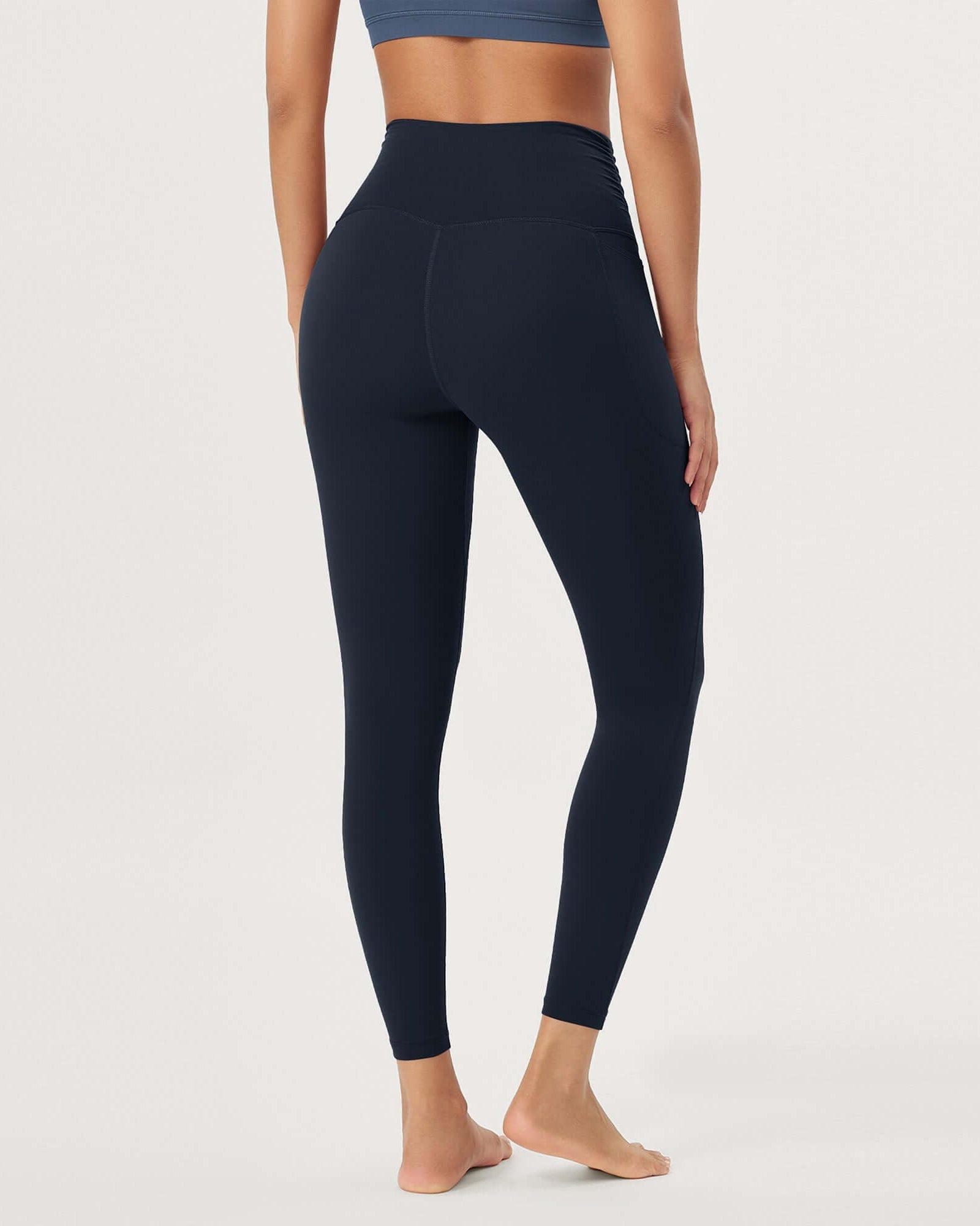 25 / 28 Gathered Crossover Lounge Yoga Leggings with Pockets - ododos