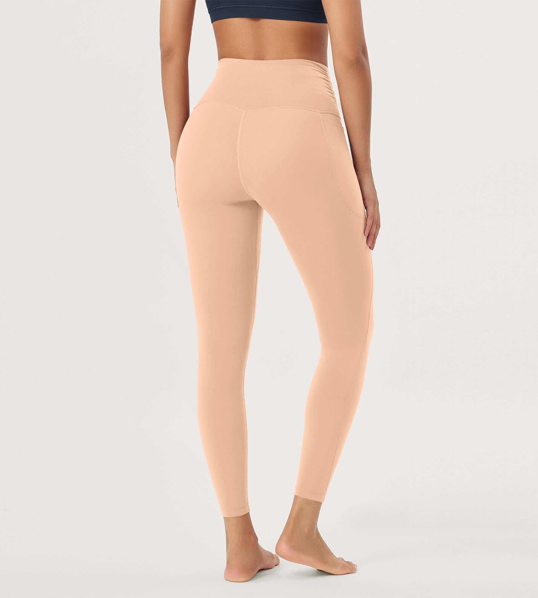 25 / 28 Gathered Crossover Lounge Yoga Leggings with Pockets - ododos