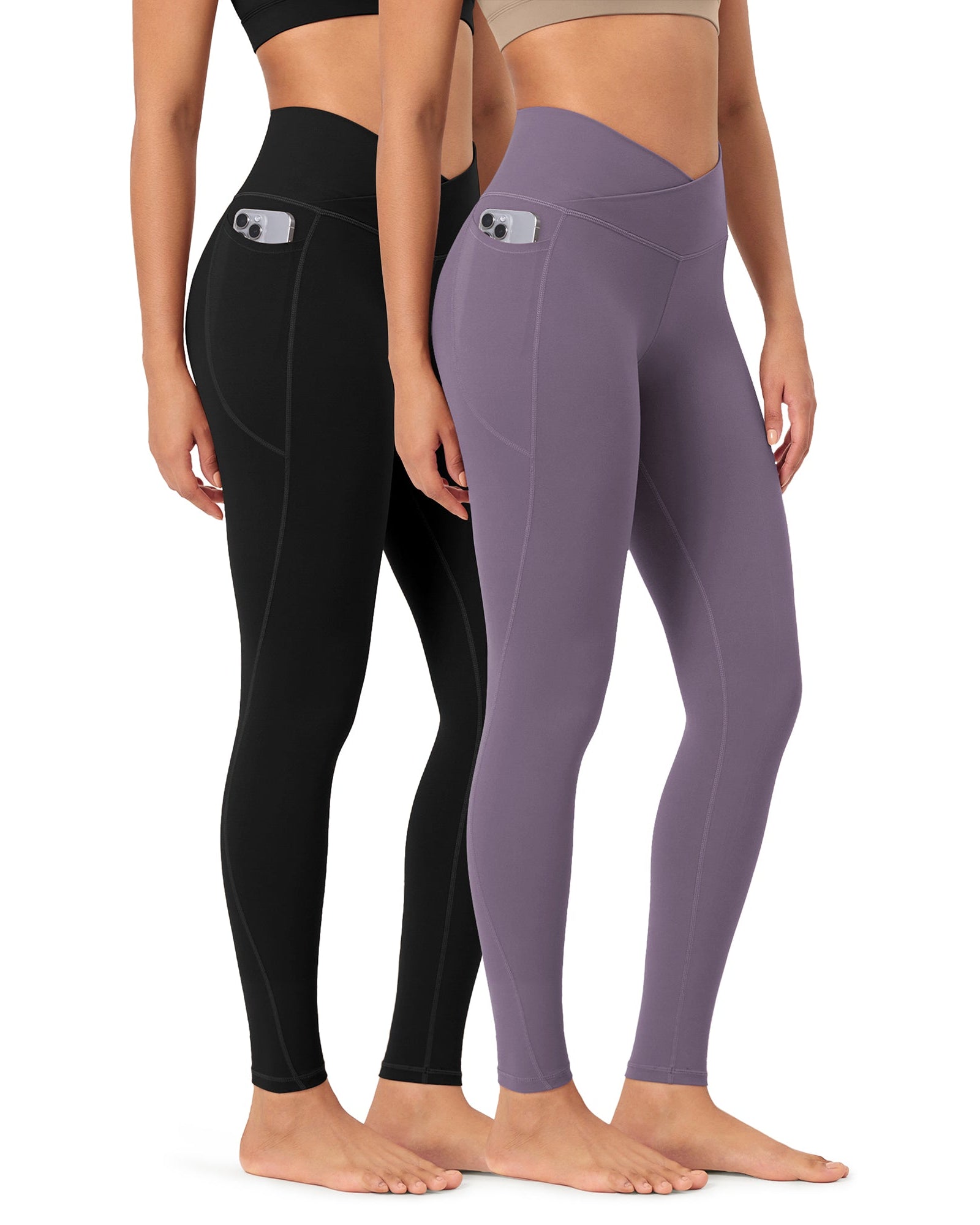 2-Pack 28 ODCLOUD Crossover Lounge Yoga Waist Leggings with Pockets - ododos