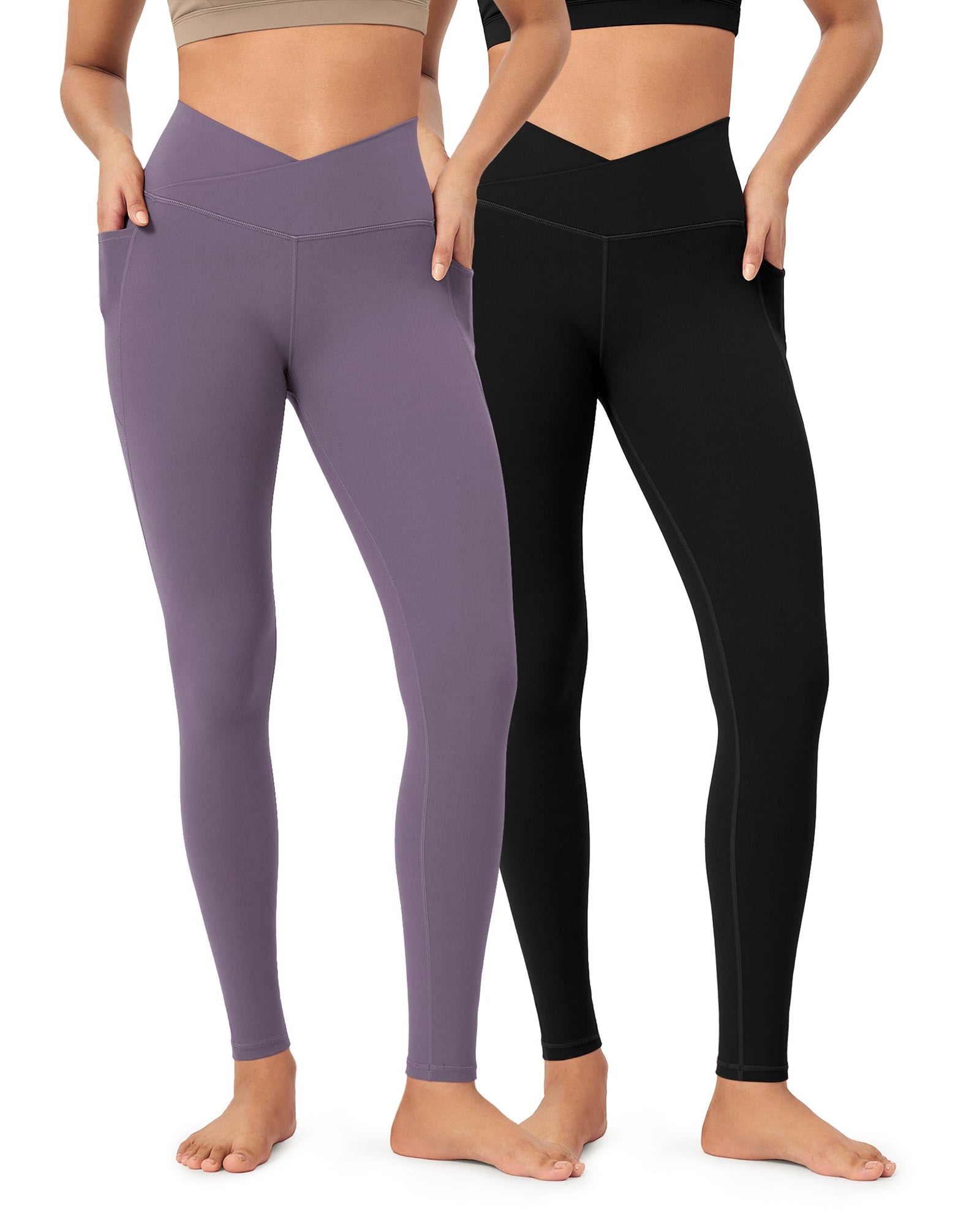 2-Pack 28 ODCLOUD Crossover Lounge Yoga Waist Leggings with Pockets - ododos