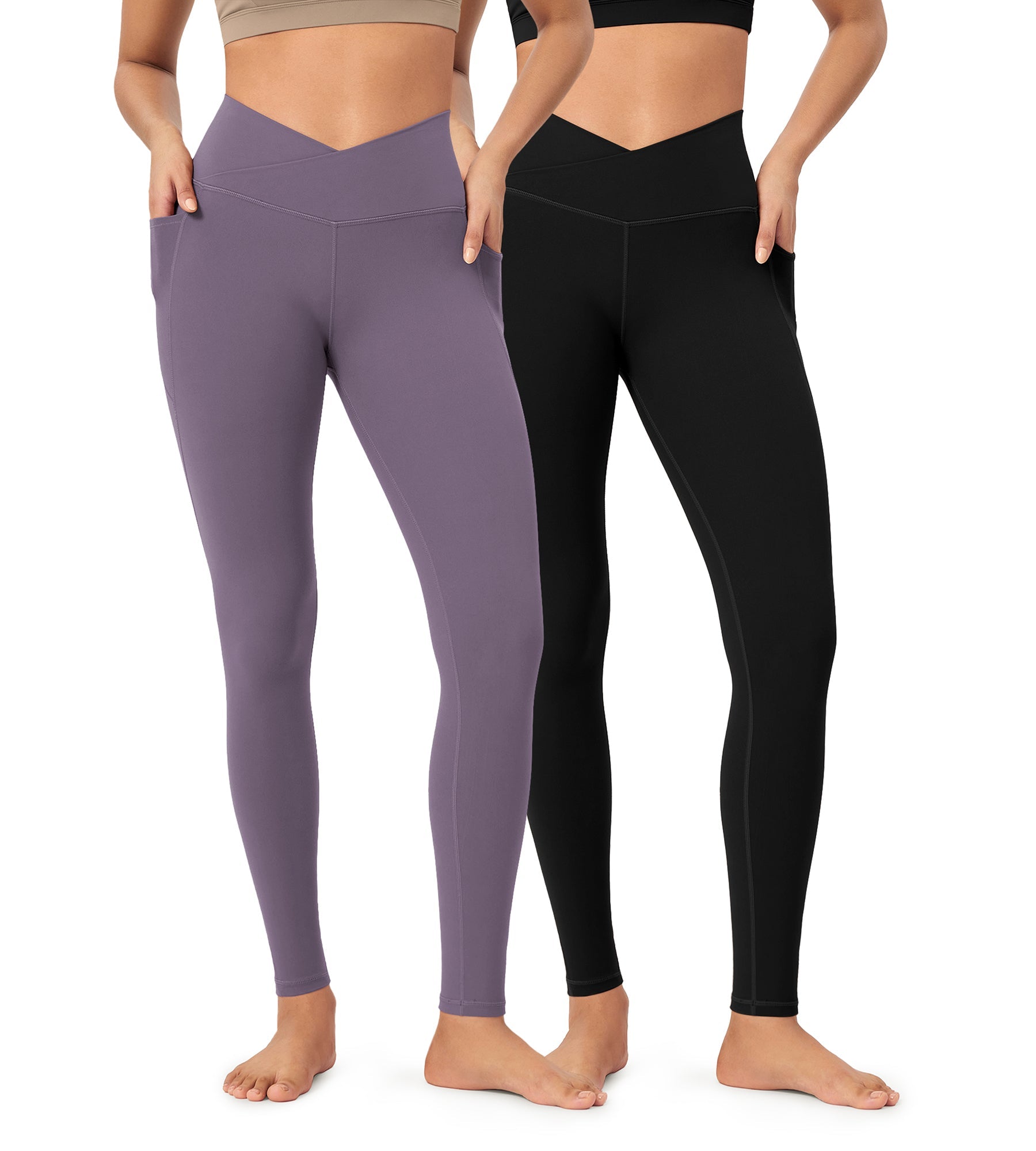 2-Pack 28 ODCLOUD Crossover Lounge Yoga Waist Leggings with Pockets - ododos