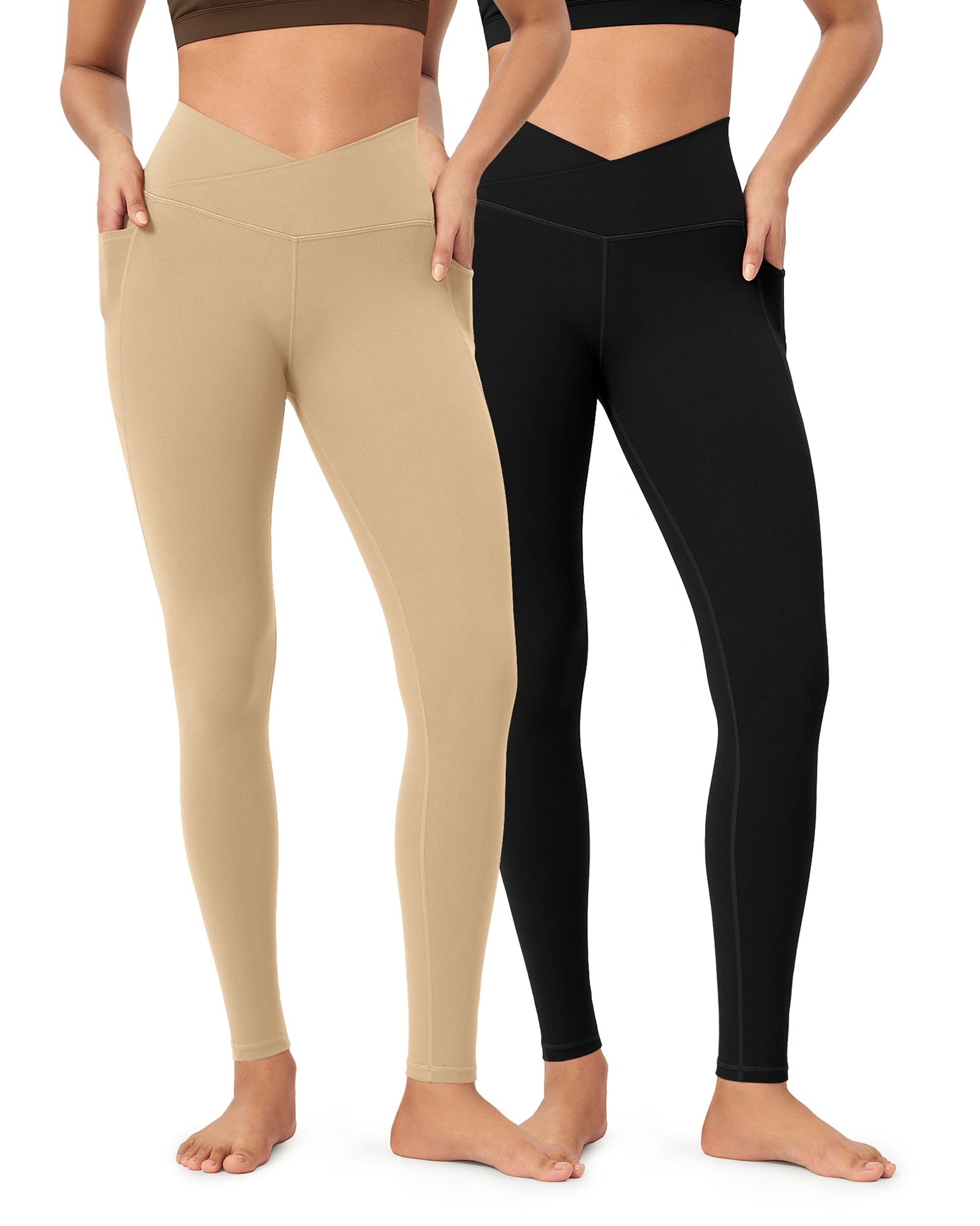 2-Pack 28 ODCLOUD Crossover Lounge Yoga Waist Leggings with Pockets - ododos