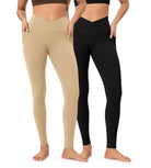 2-Pack 28 ODCLOUD Crossover Lounge Yoga Waist Leggings with Pockets - ododos