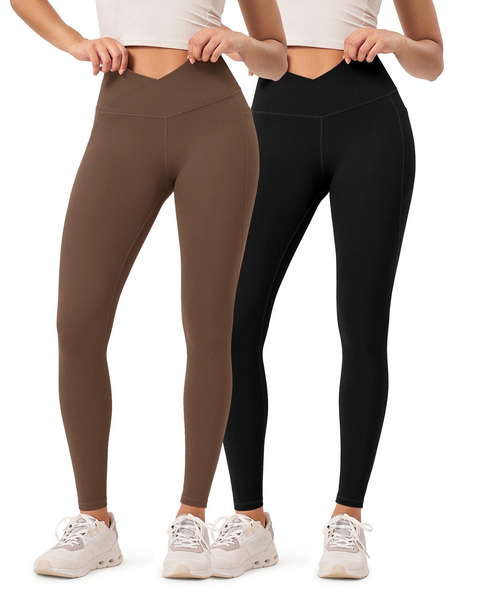 2-Pack 28 ODCLOUD Crossover Lounge Yoga Waist Leggings with Pockets - ododos