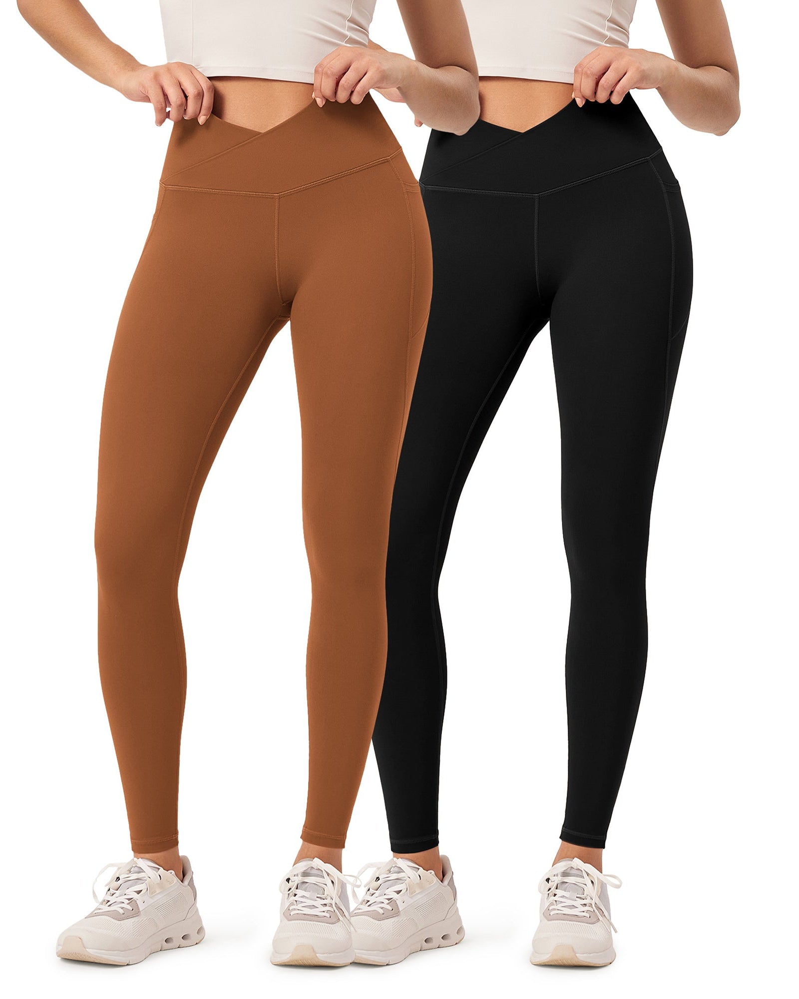 2-Pack 28 ODCLOUD Crossover Lounge Yoga Waist Leggings with Pockets - ododos