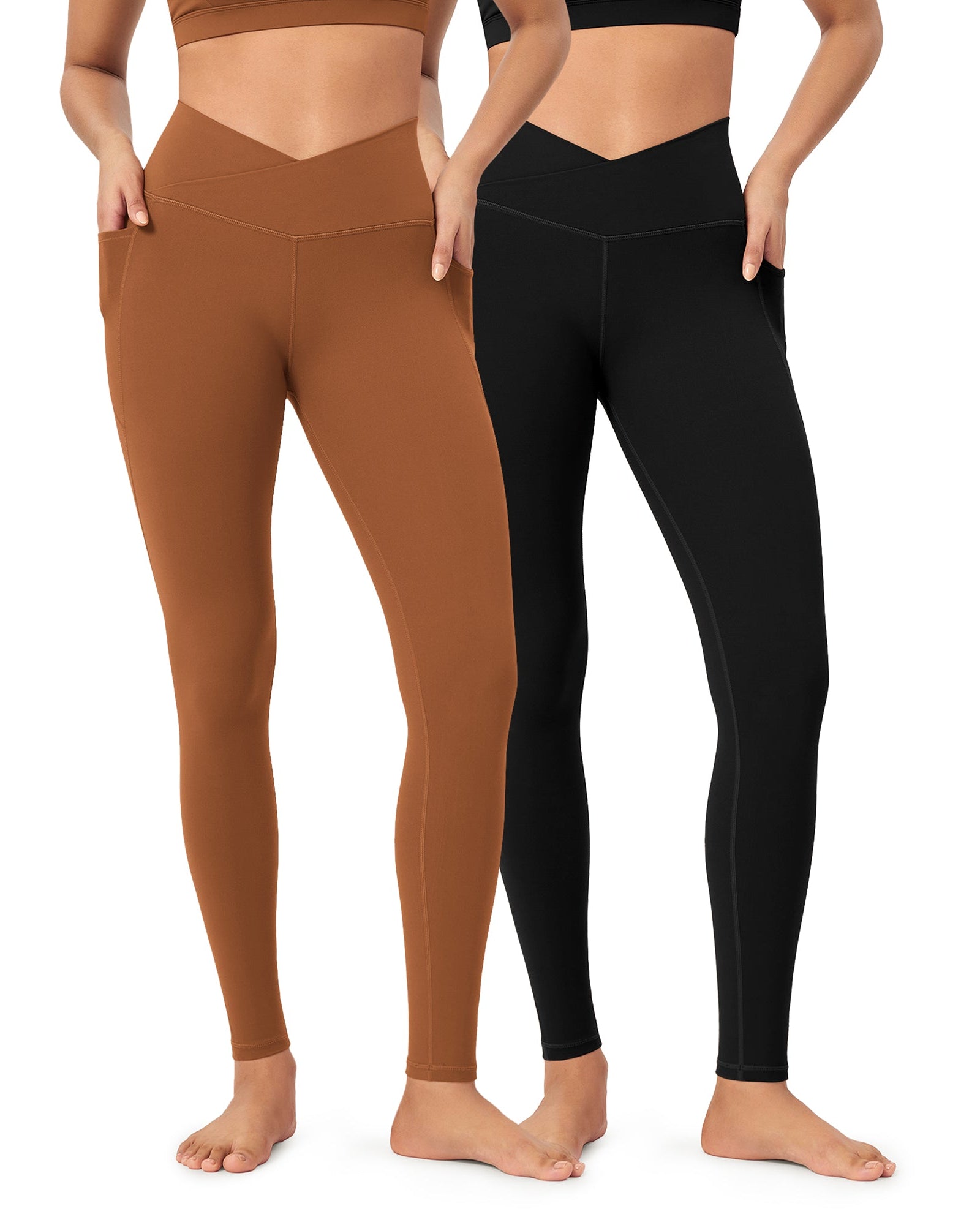 2-Pack 28 ODCLOUD Crossover Lounge Yoga Waist Leggings with Pockets - ododos