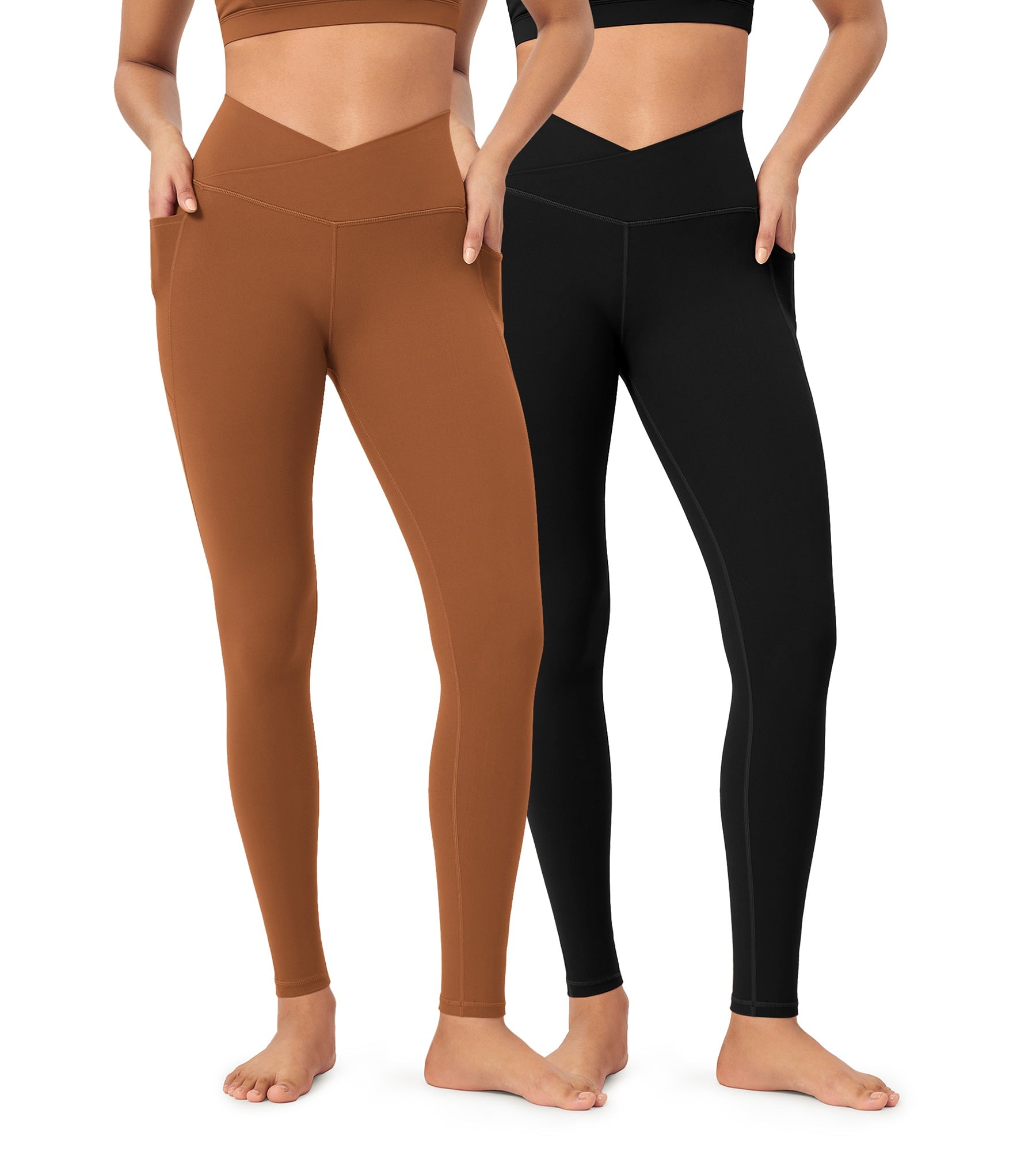 2-Pack 28 ODCLOUD Crossover Lounge Yoga Waist Leggings with Pockets - ododos