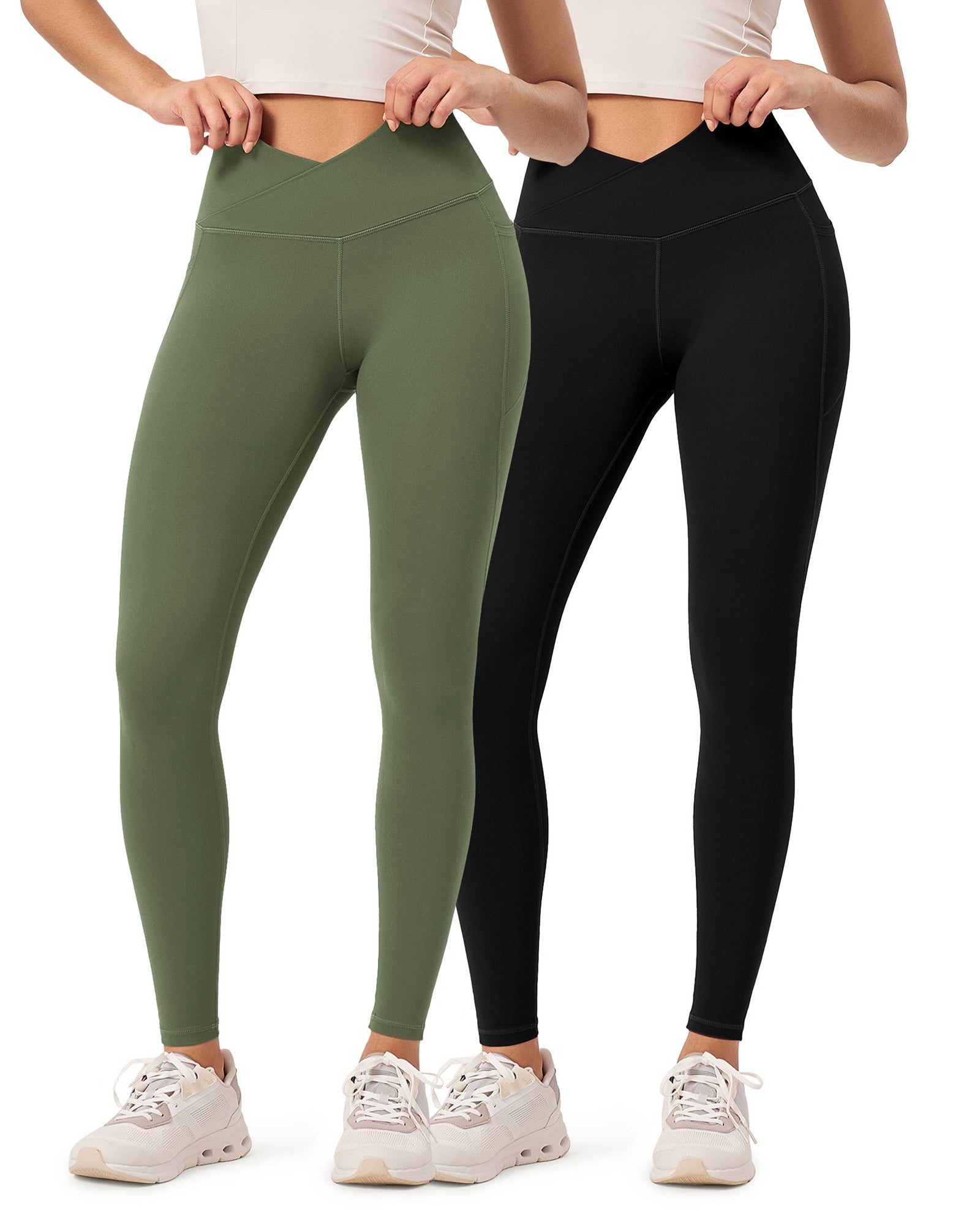 2-Pack 28 ODCLOUD Crossover Lounge Yoga Waist Leggings with Pockets - ododos