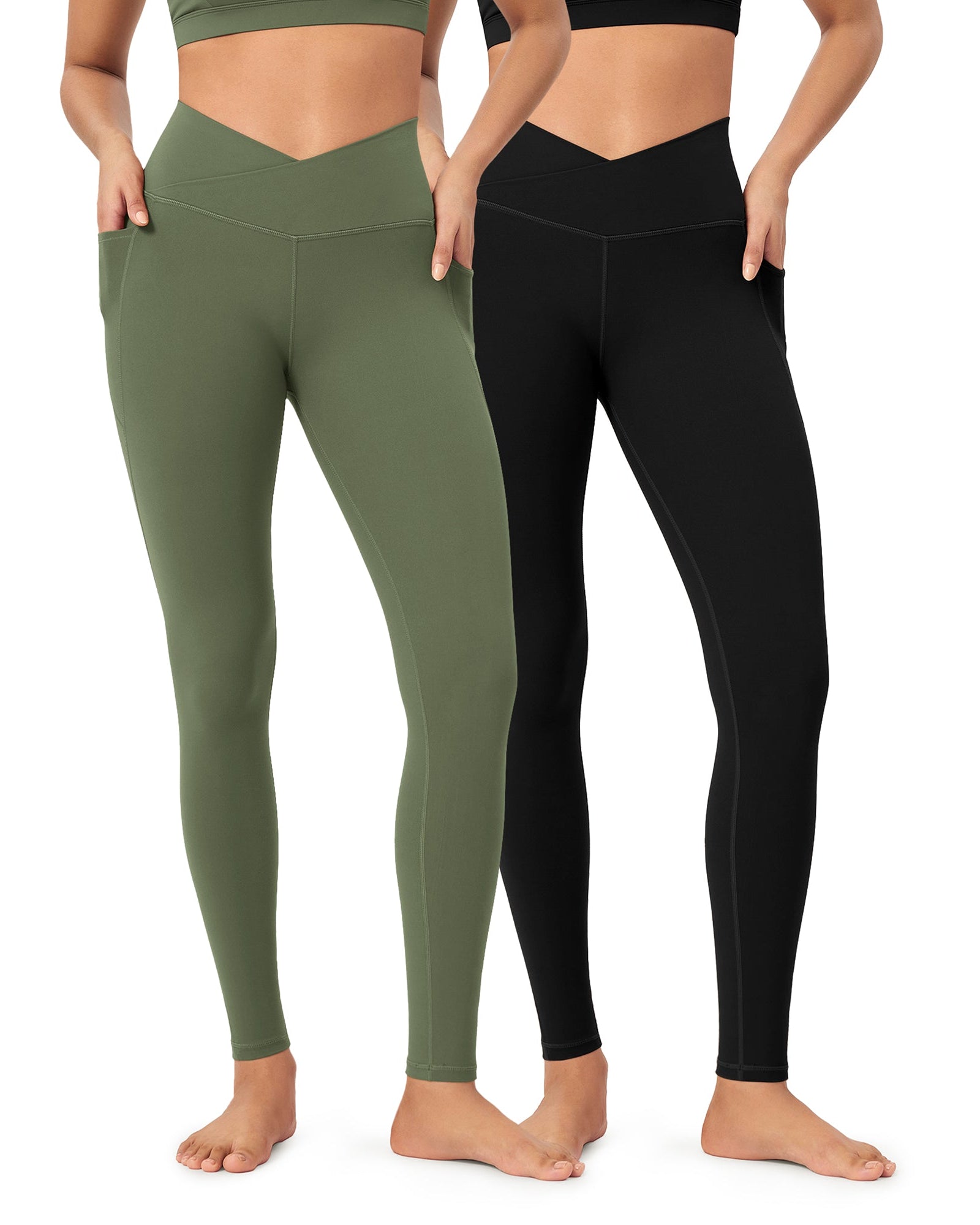 2-Pack 28 ODCLOUD Crossover Lounge Yoga Waist Leggings with Pockets - ododos