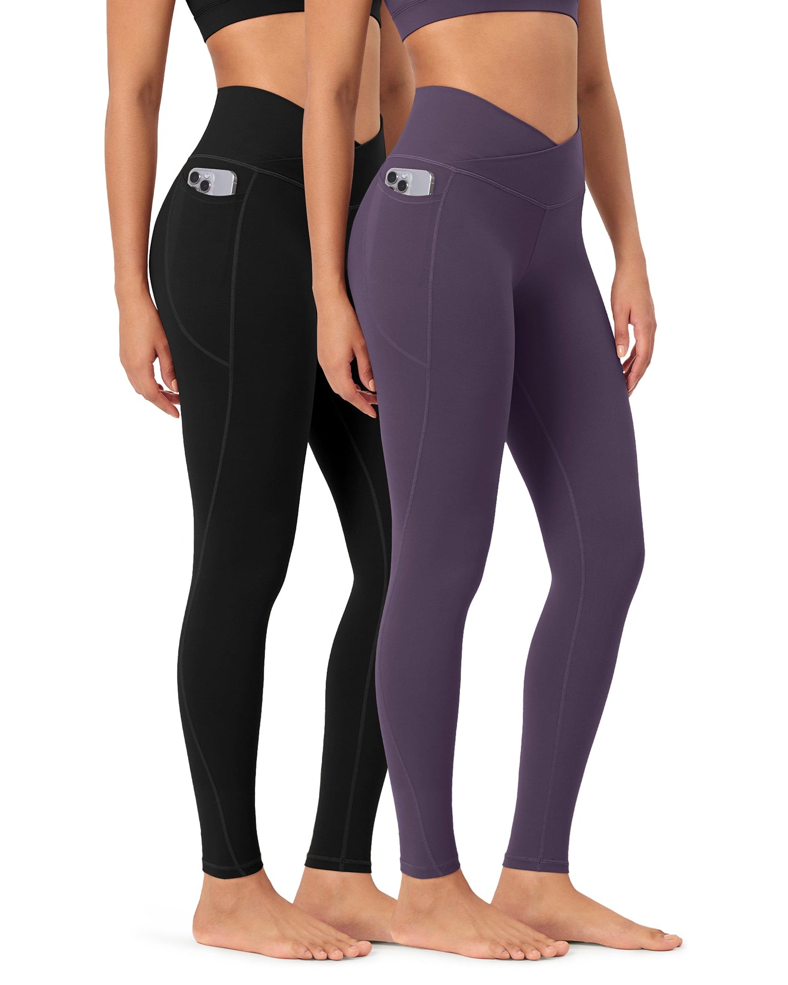 2-Pack 28 ODCLOUD Crossover Lounge Yoga Waist Leggings with Pockets - ododos