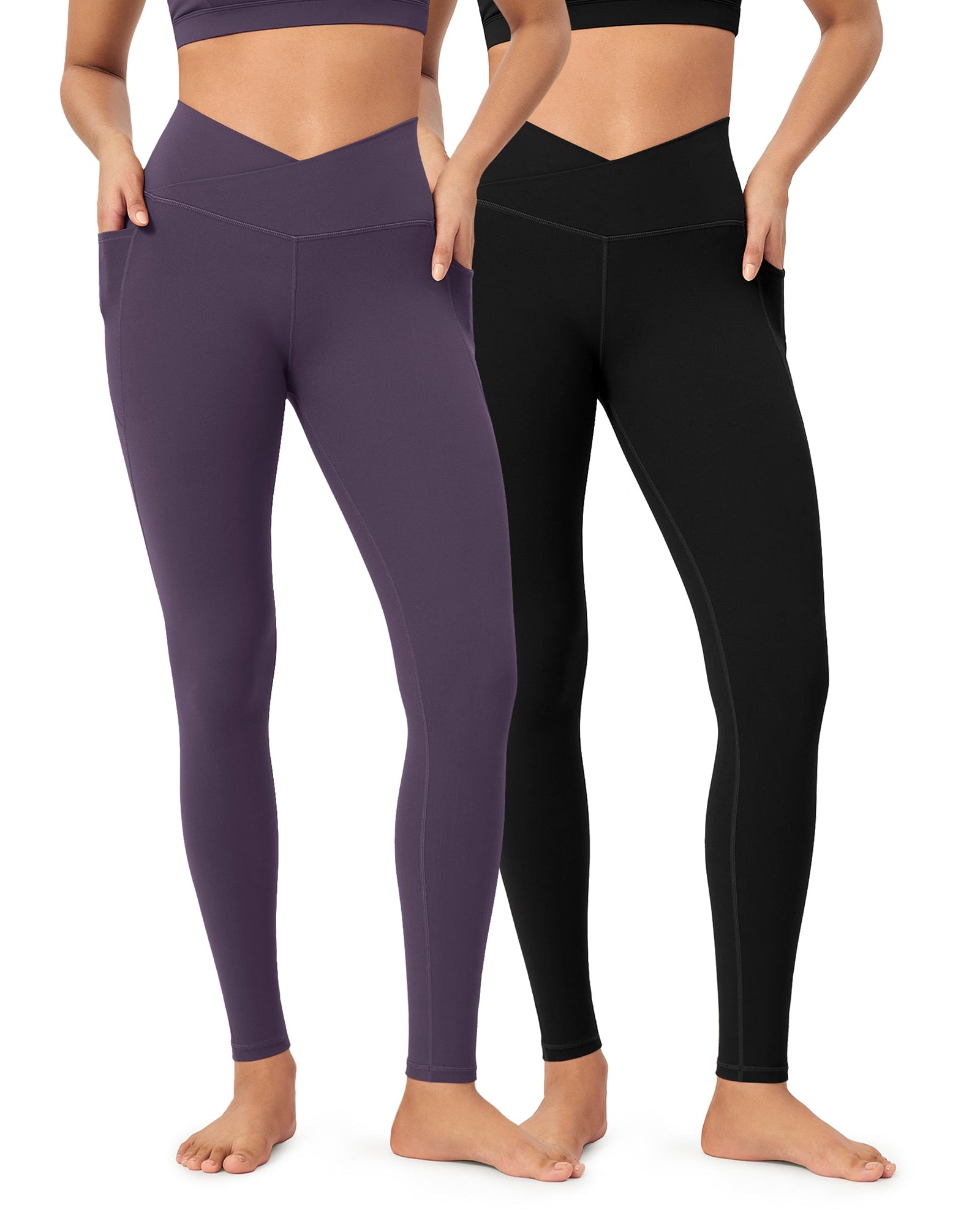 2-Pack 28 ODCLOUD Crossover Lounge Yoga Waist Leggings with Pockets - ododos