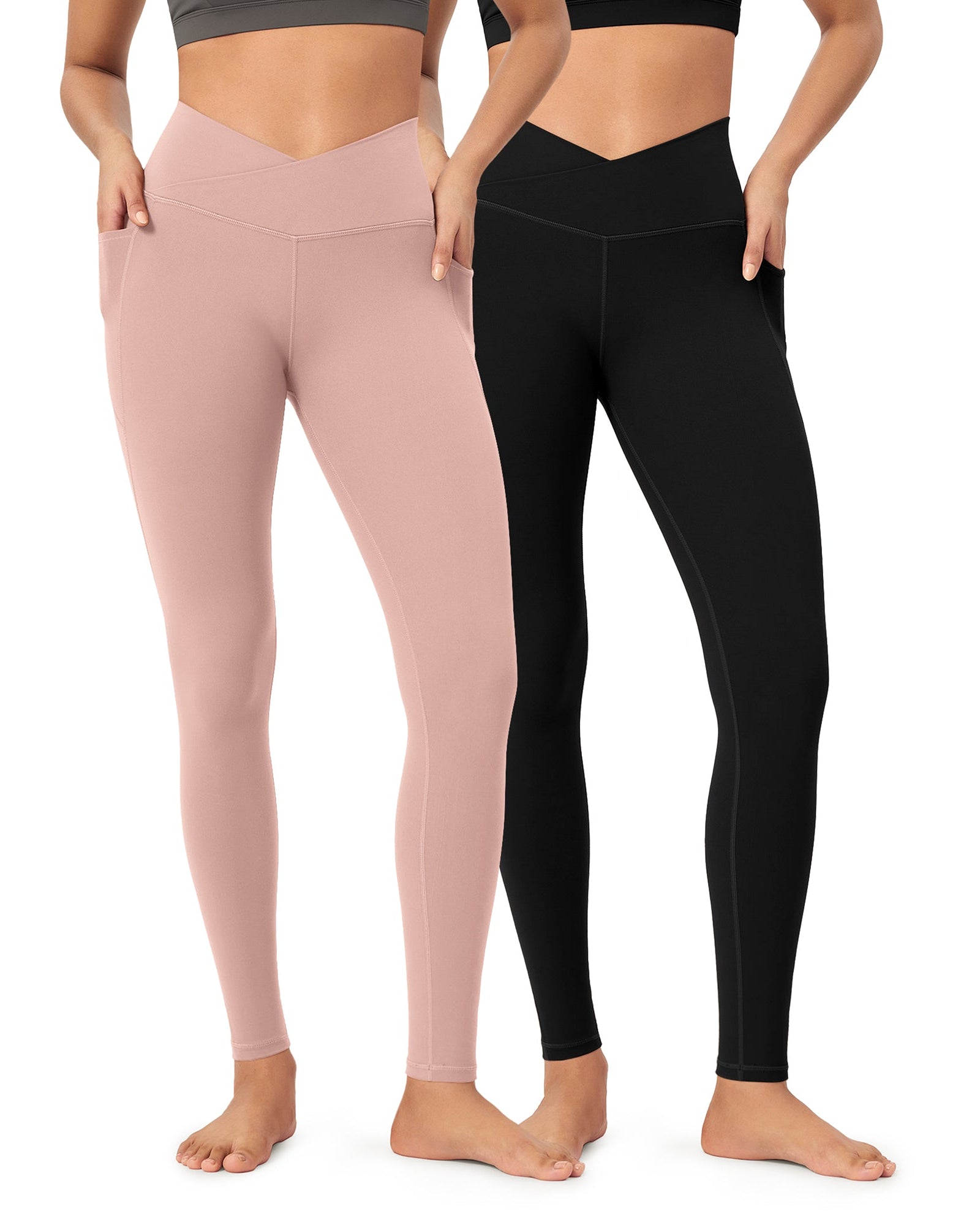 2-Pack 28 ODCLOUD Crossover Lounge Yoga Waist Leggings with Pockets - ododos